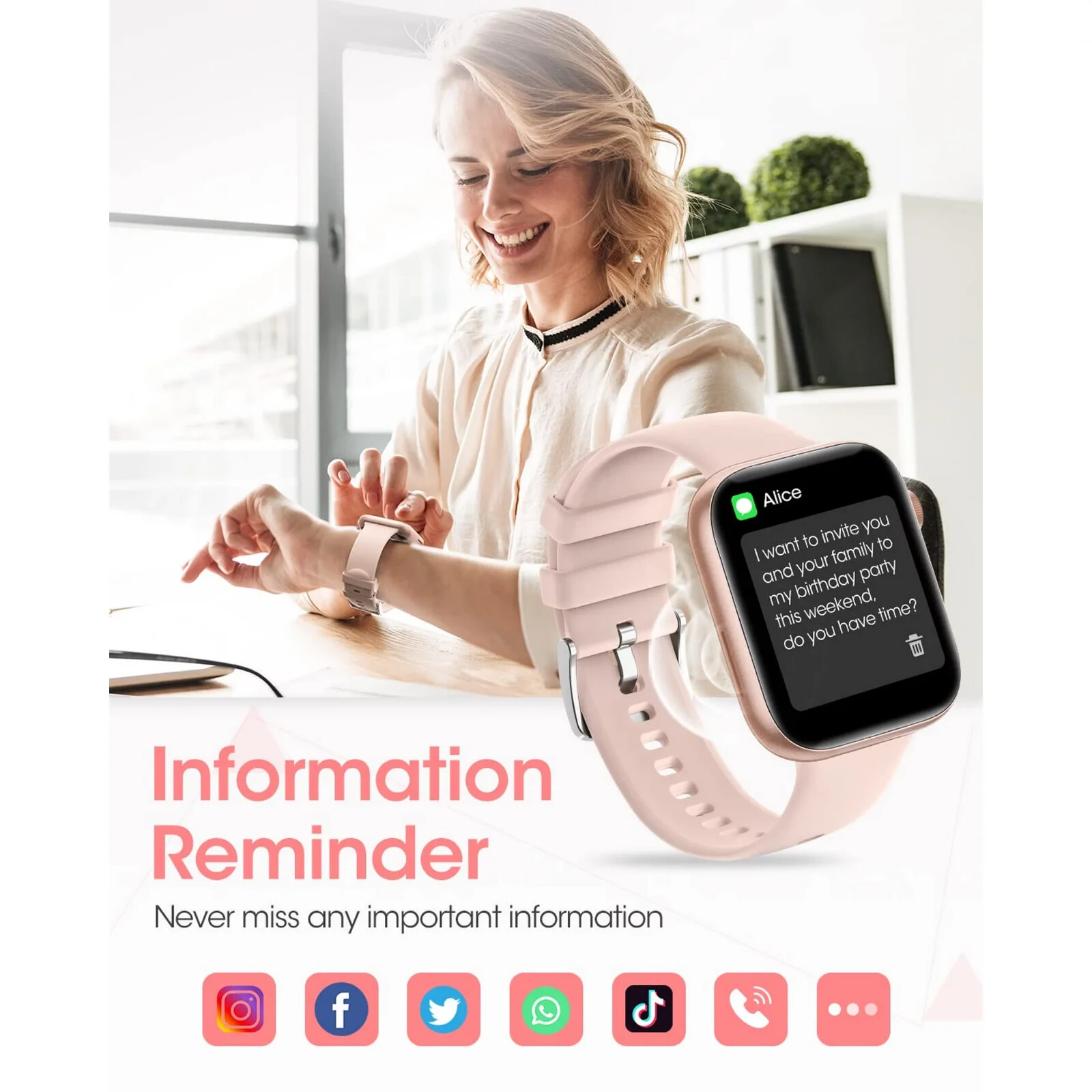 Women’s Smart Watch Bluetooth SmartWatch For Apple iPhone iOS and Android