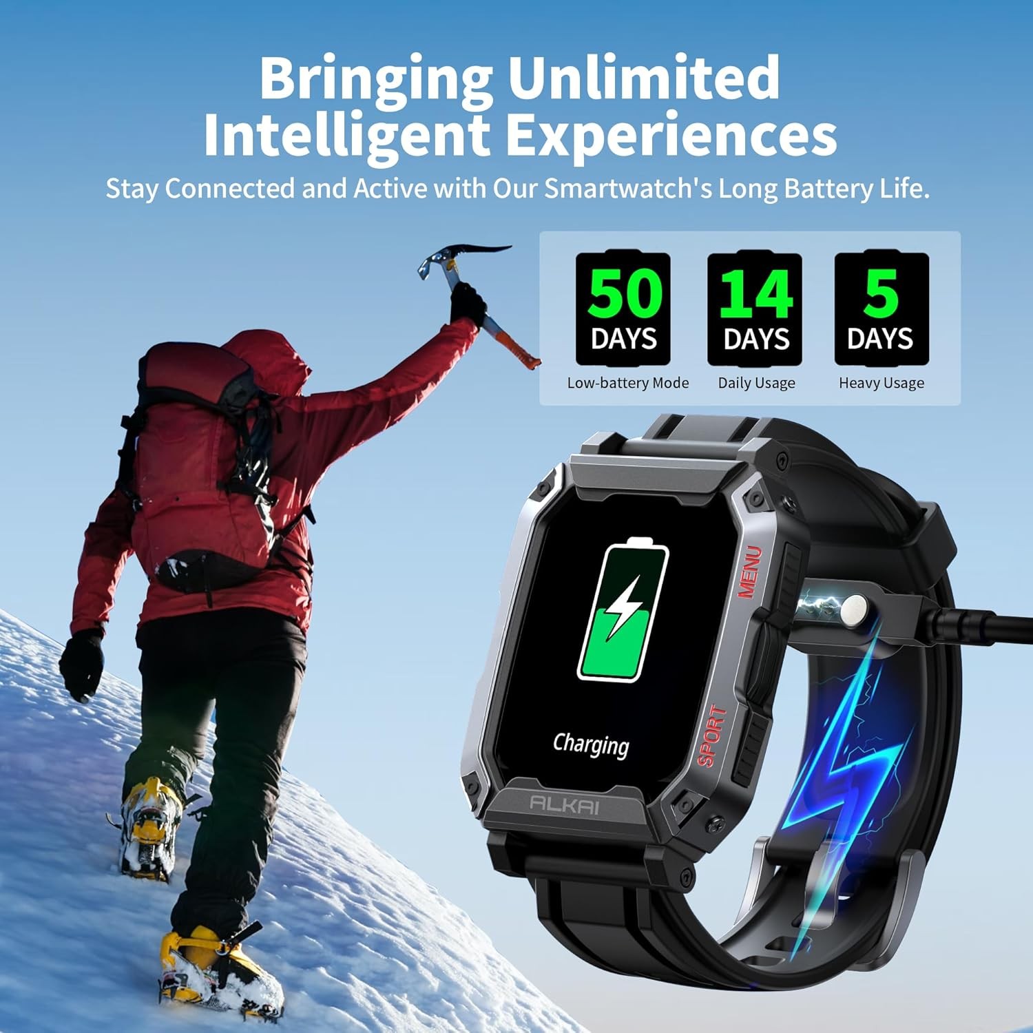 2.02″ Smart Watch For Men 5ATM Waterproof Military Sport Watch For Android iOS