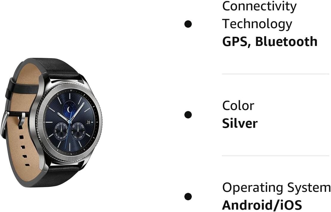 Samsung Galaxy Gear S3 Classic 46 mm Stainless Steel Silver Case and Black