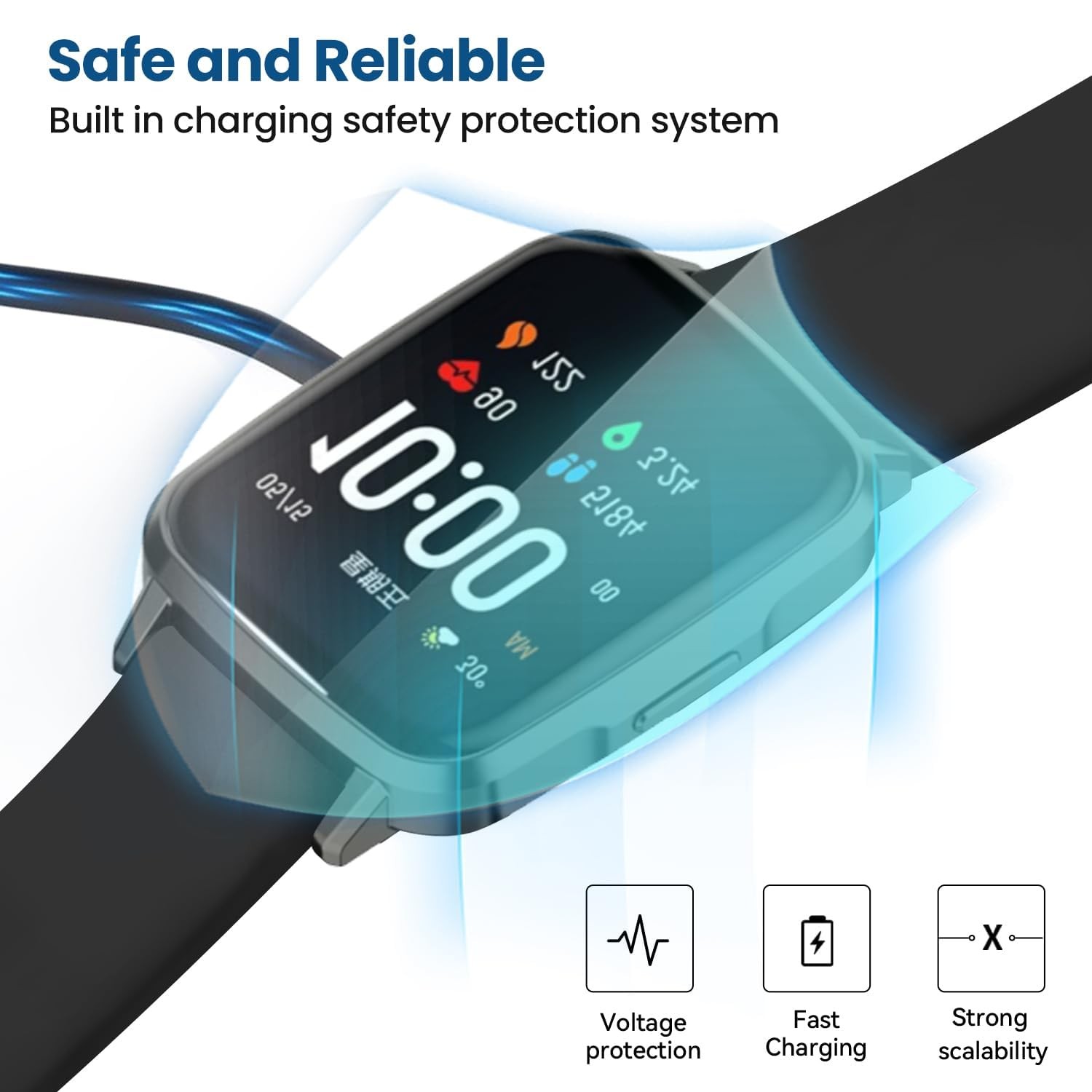 Smart Watch Charger Magnetic 2 Pin Charging Cable for YAMAY Willful Letsfit ID20
