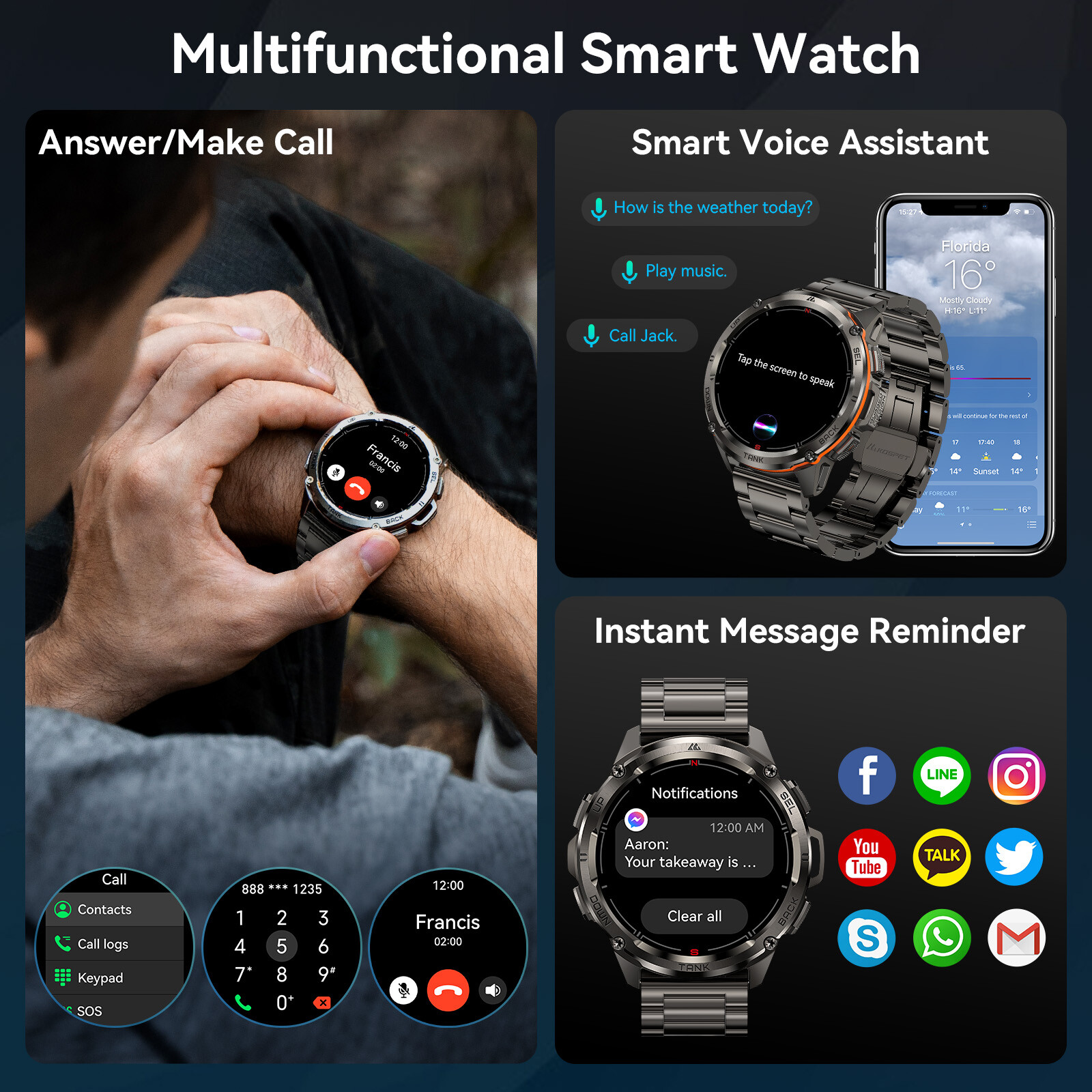 KOSPET TANK T3 Ultra Smart Watch for Men GPS Smart Watches 5ATM Waterproof Watch