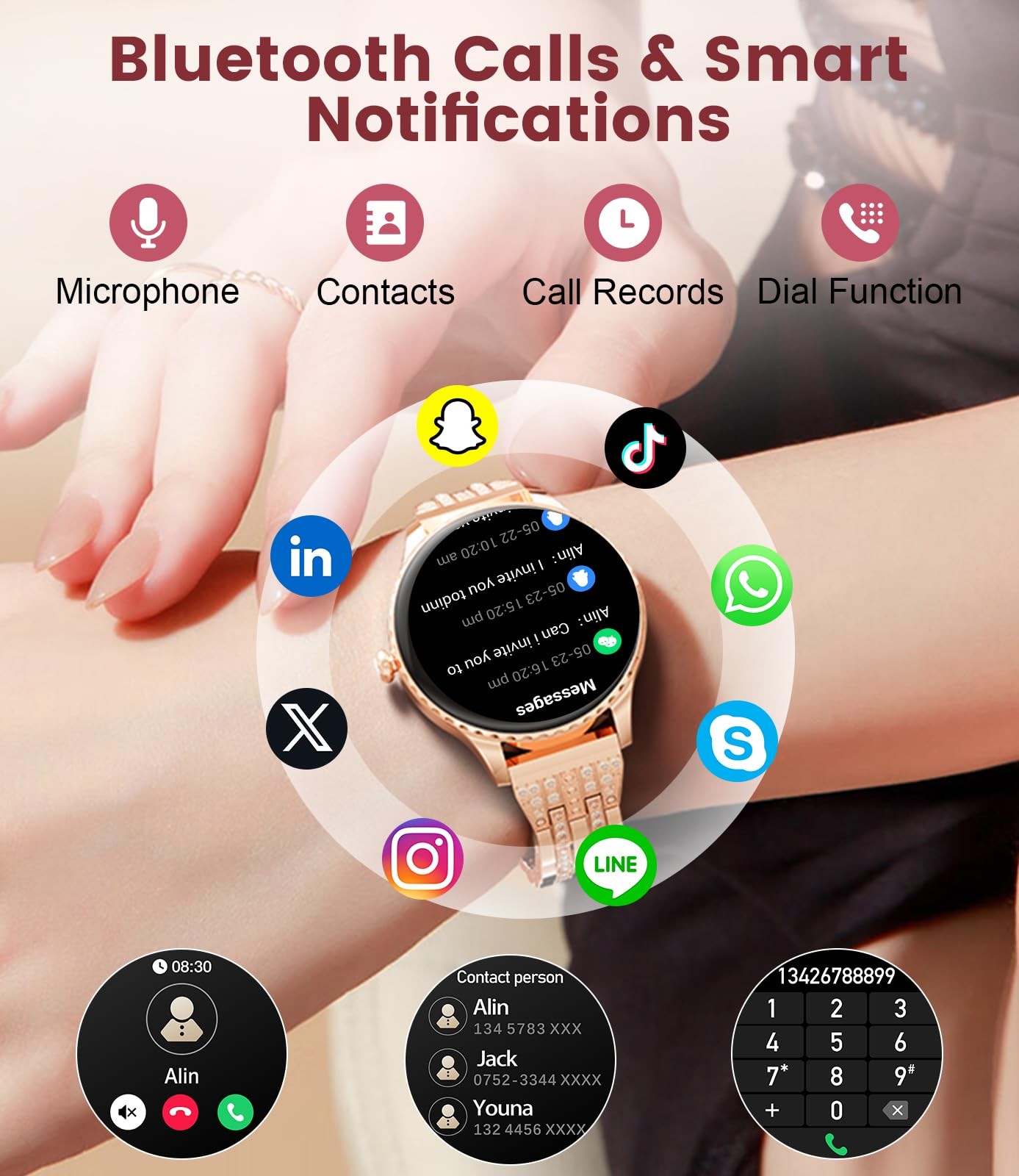Smart Watches for Women with 1.32″ AMOLED Display, Bluetooth Calling, 121 Spo…