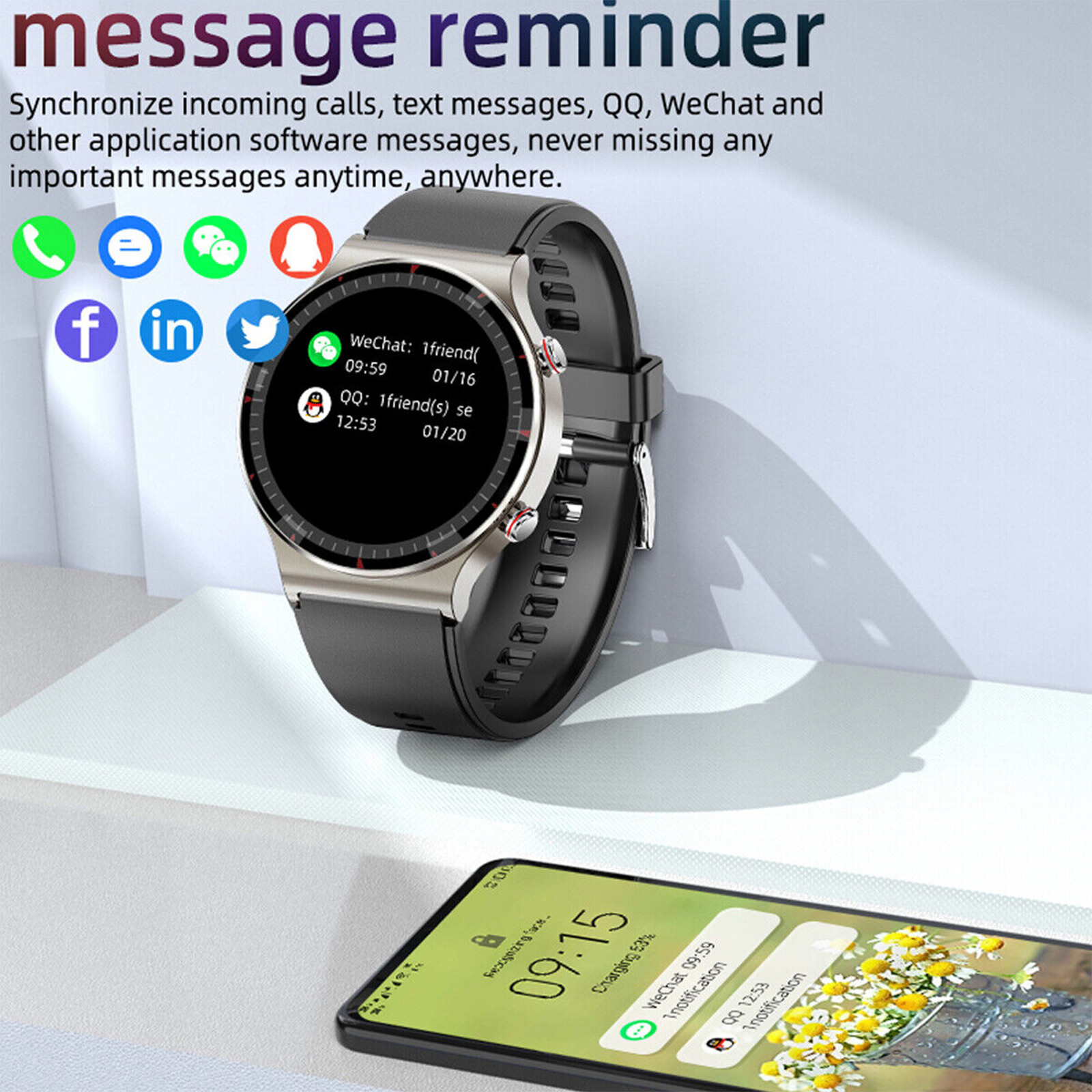 Smart Watch ECG Heart Rate Blood Oxygen Sleep Health Monitor Activity Tracker 1x