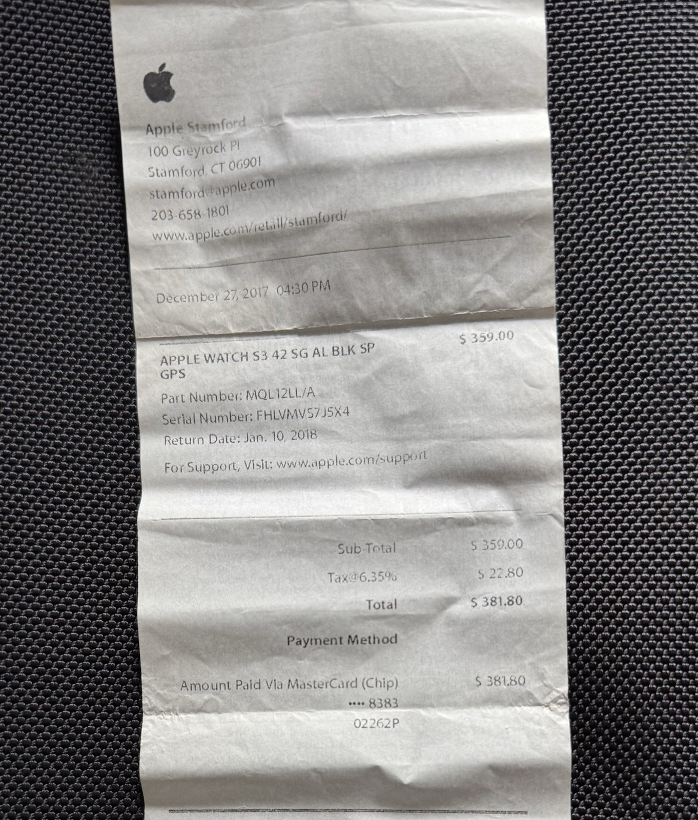 Apple Watch Series 3gps 42 Mm Space Gray Aluminum With Black