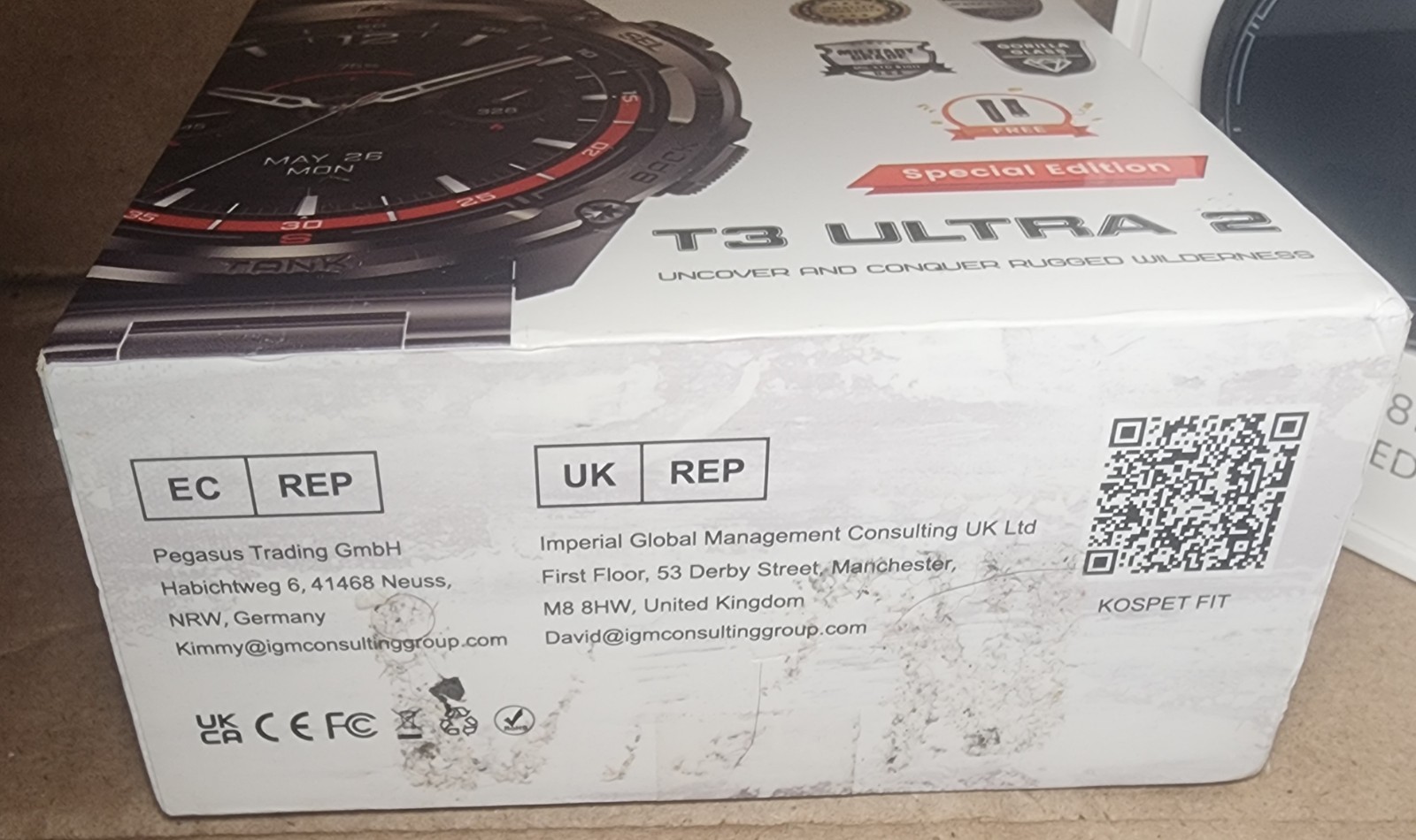KOSPET TANK T3 Ultra2 Smart Watch Men GPS IP69K Rugged Military 2 BANNDS