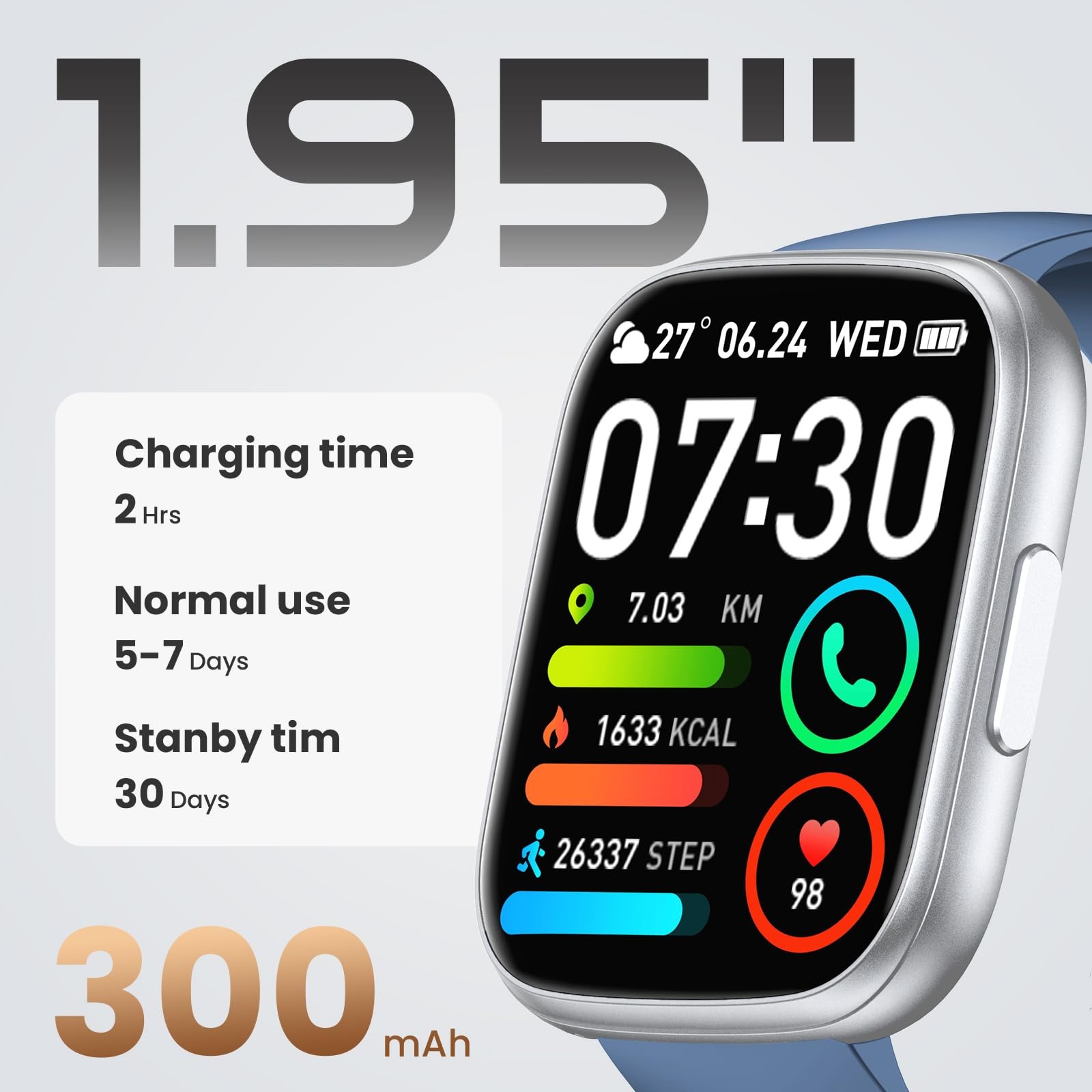for Men (Answer/Make ), 1.95″ Touch Screen Fitness Tracker with Heart Rate/Sl…