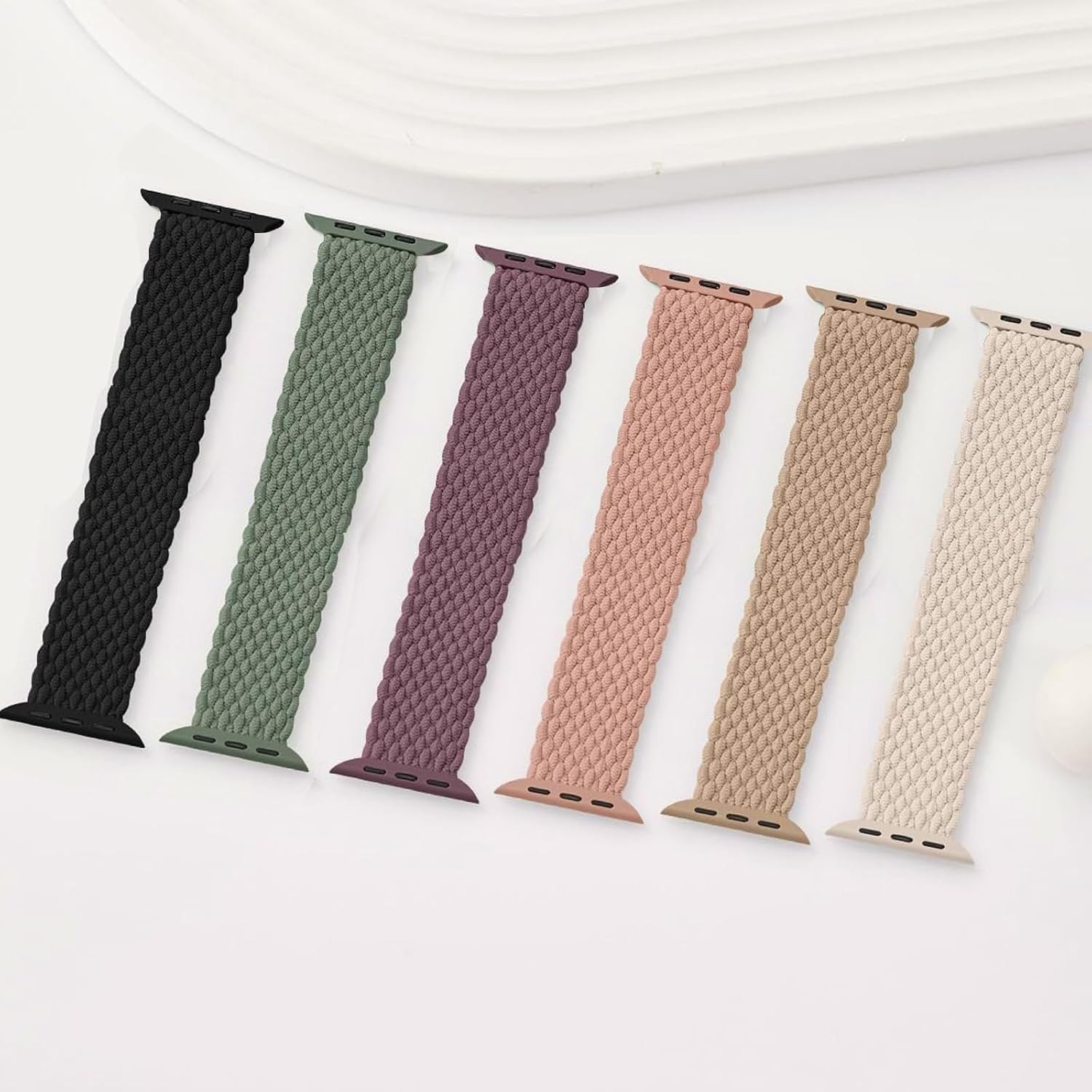 Stretchy Nylon Braided Solo Loop Strap for Apple Watch Series 7 44mm Compatible