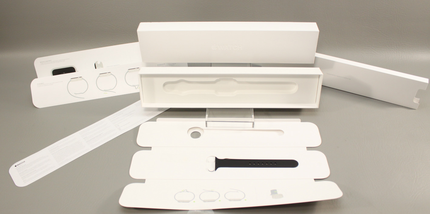 Apple Watch 38 MM Case White Box Sport Band Black w/ Papers Box 1 Strap NO WATCH