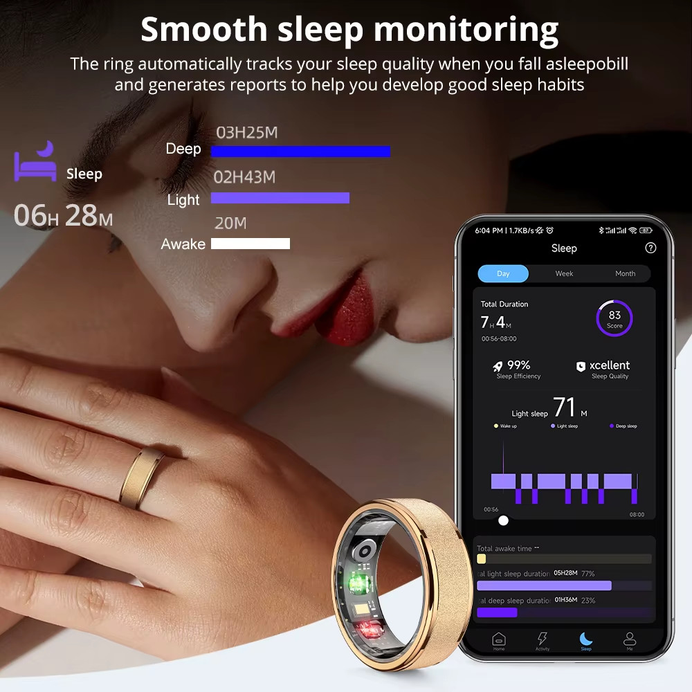 R10 Smart Ring with Charging Case for Men Women, Health and Sleep Monitor, 5ATM