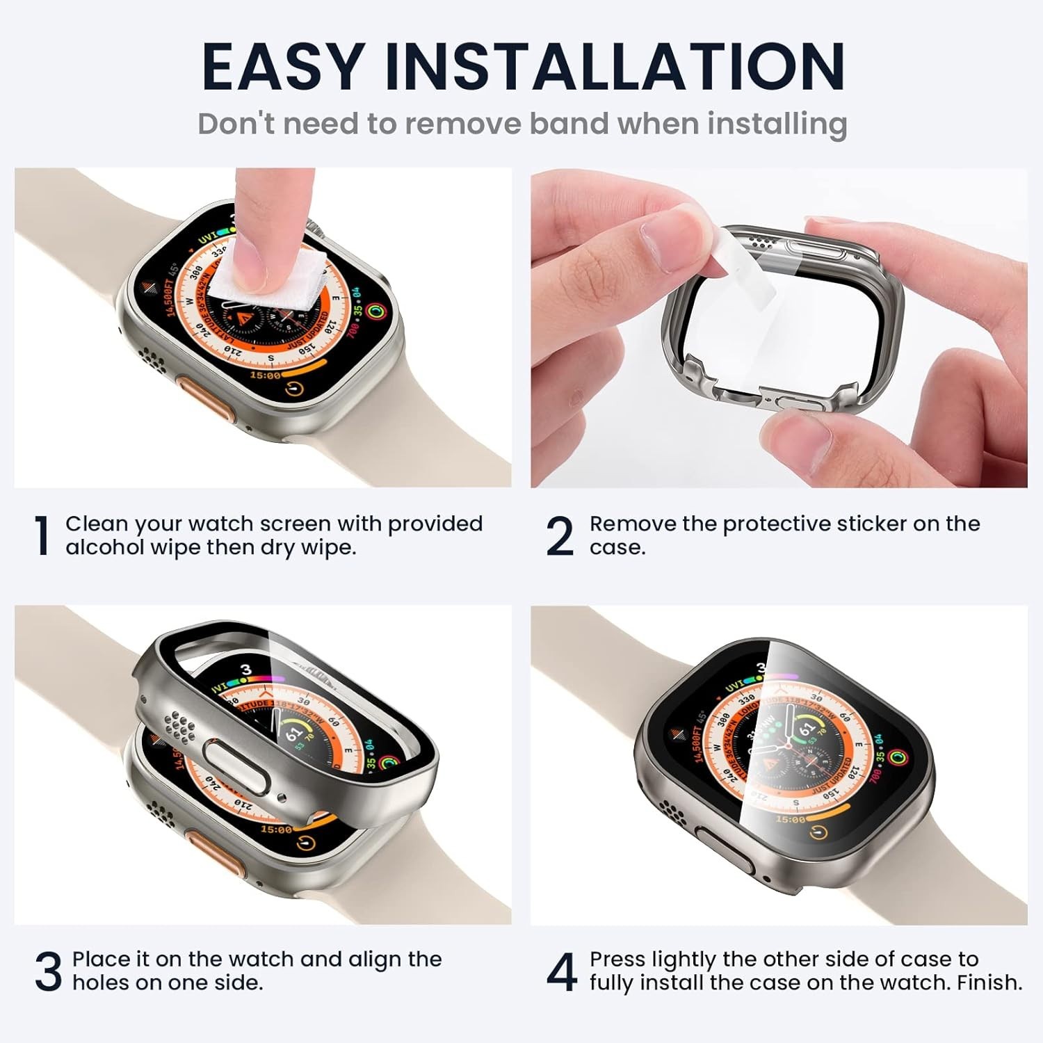 Waterproof Screen Protector Case for Apple Watch Ultra 3/Ultra 2 49mm Bumper
