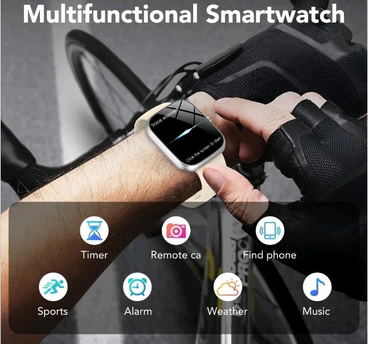 Smart Bracelet 1.91″ HD Touch Screen Fitness Tracker Bluetooth Call Beige Band