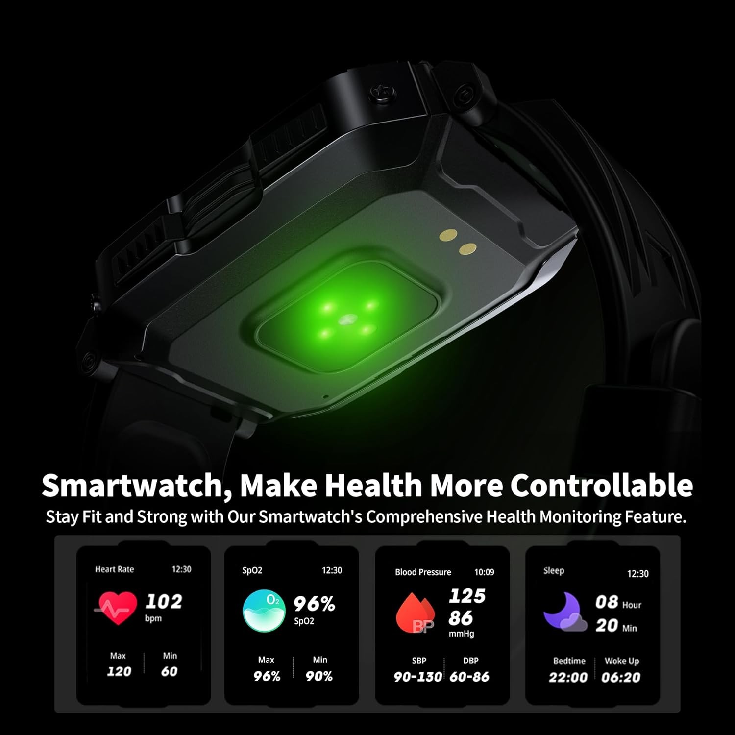 2.02″ Smart Watch For Men 5ATM Waterproof Military Sport Watch For Android iOS