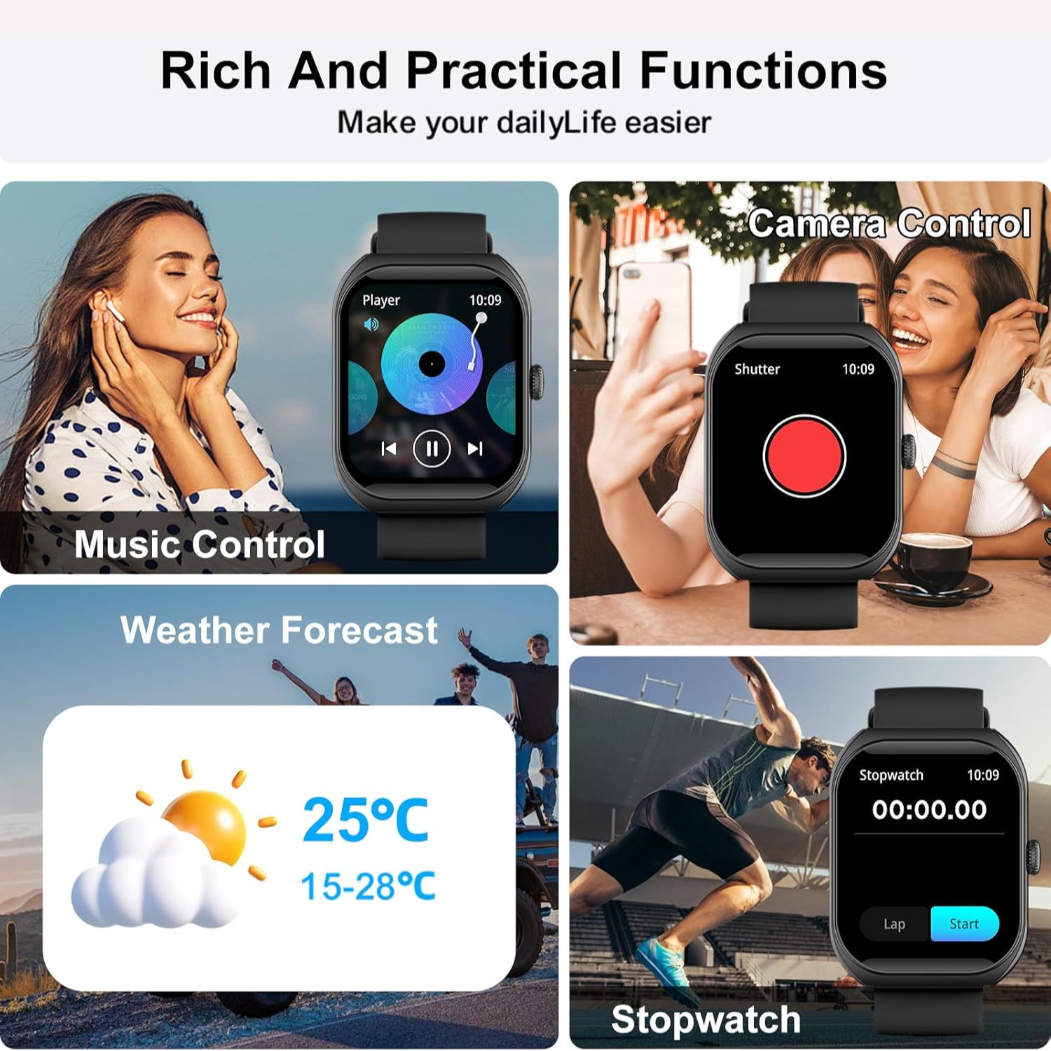 Smart Watch for Men Women 2.01″ Curved Display Bluetooth Calling 100+ Sport Mode