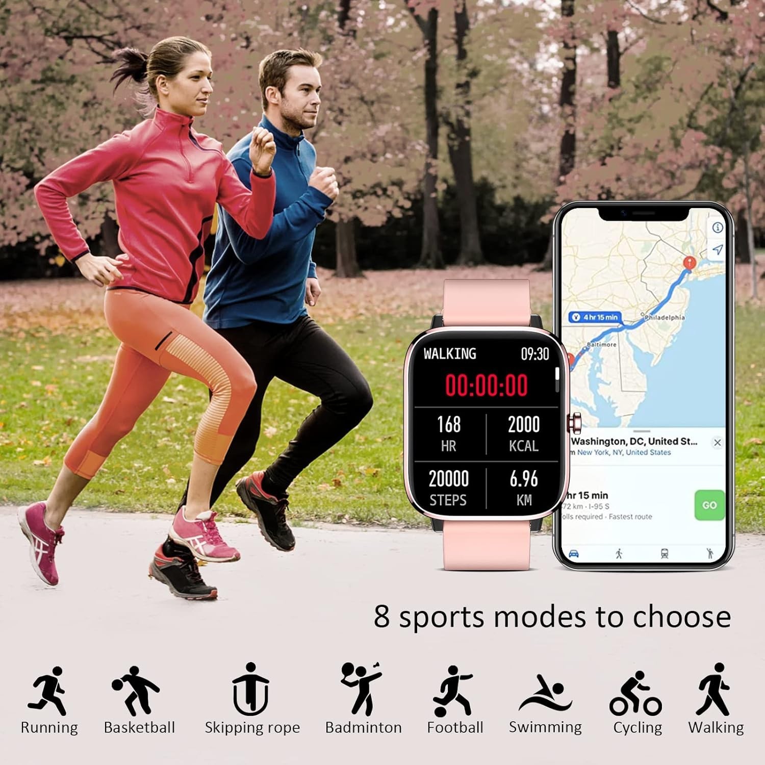 Smartwatch Women Waterproof Fitness Tracker Heart Rate Sleep Monitor Touch Sc…