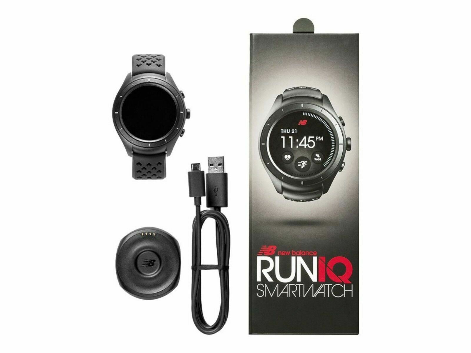 NEW New Balance RunIQ Smart Watch BLACK Heart Rate Monitor GPS Bluetooth Run-IQ