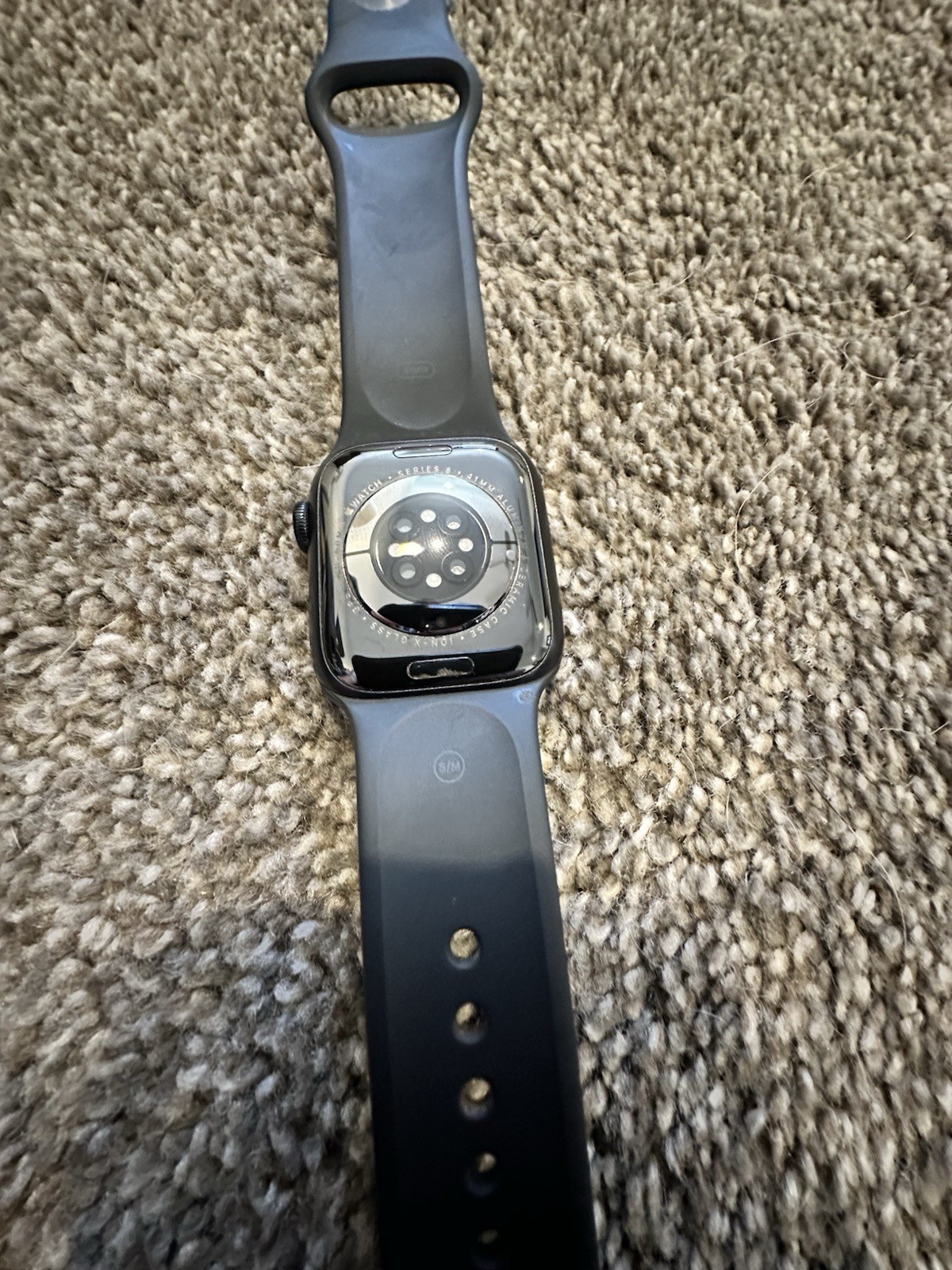 Apple Watch Series 8 41mm Black GPS ECG Blood Oxygen Sensor Silicone Band