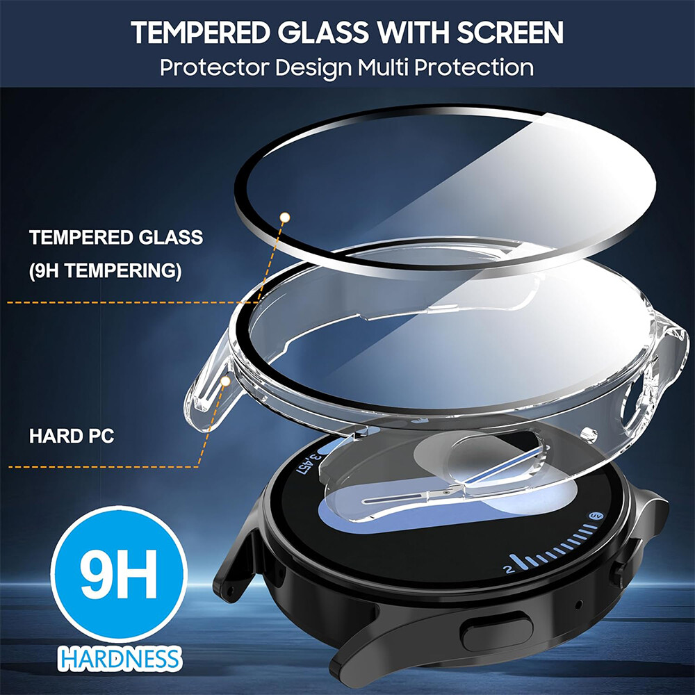 For Samsung Galaxy Watch 7 40MM 44MM Hard Case Glass Screen Protector Full Cover