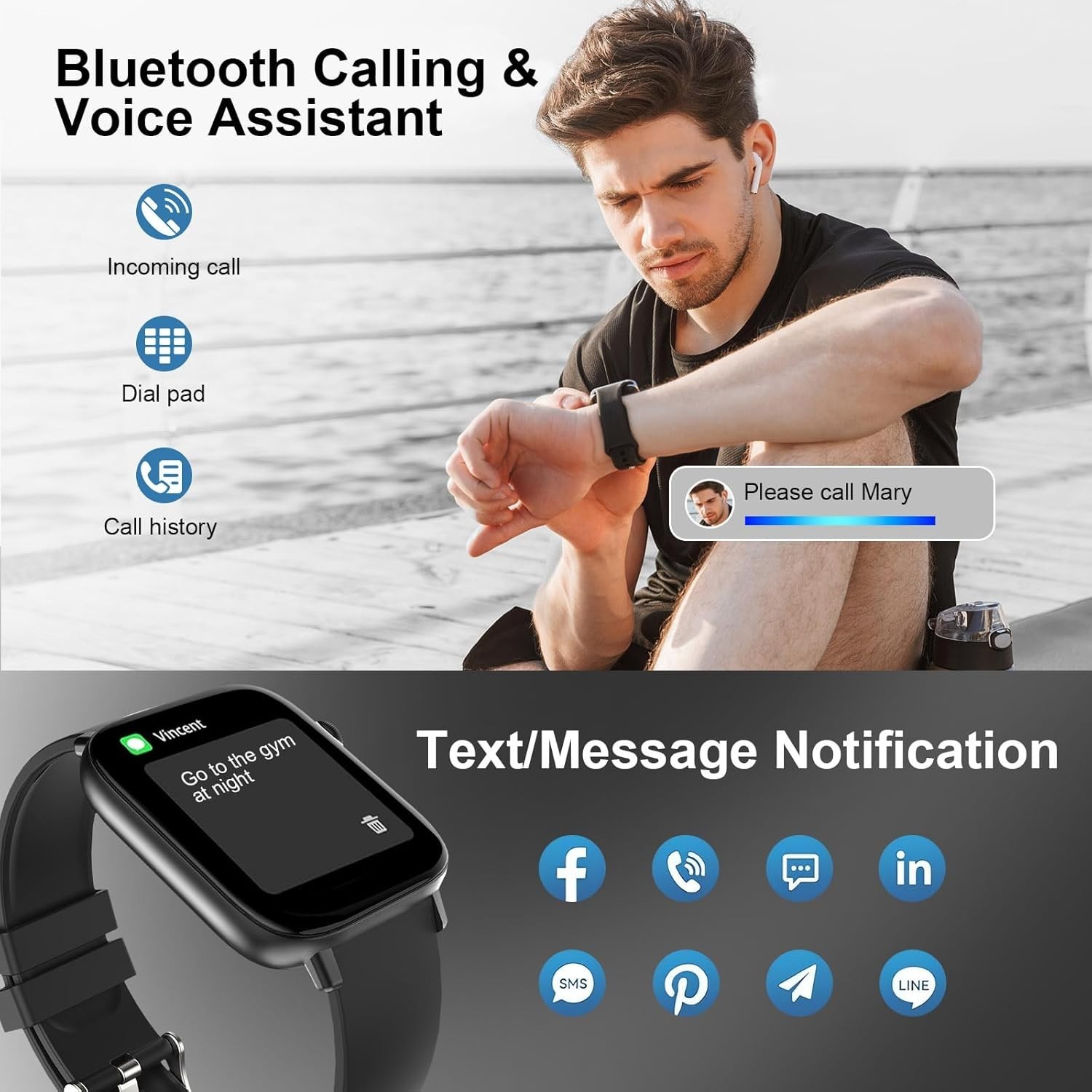 Smart Watch for Men 190 HD Touch Screen Bluetooth Call Fitness Tracker