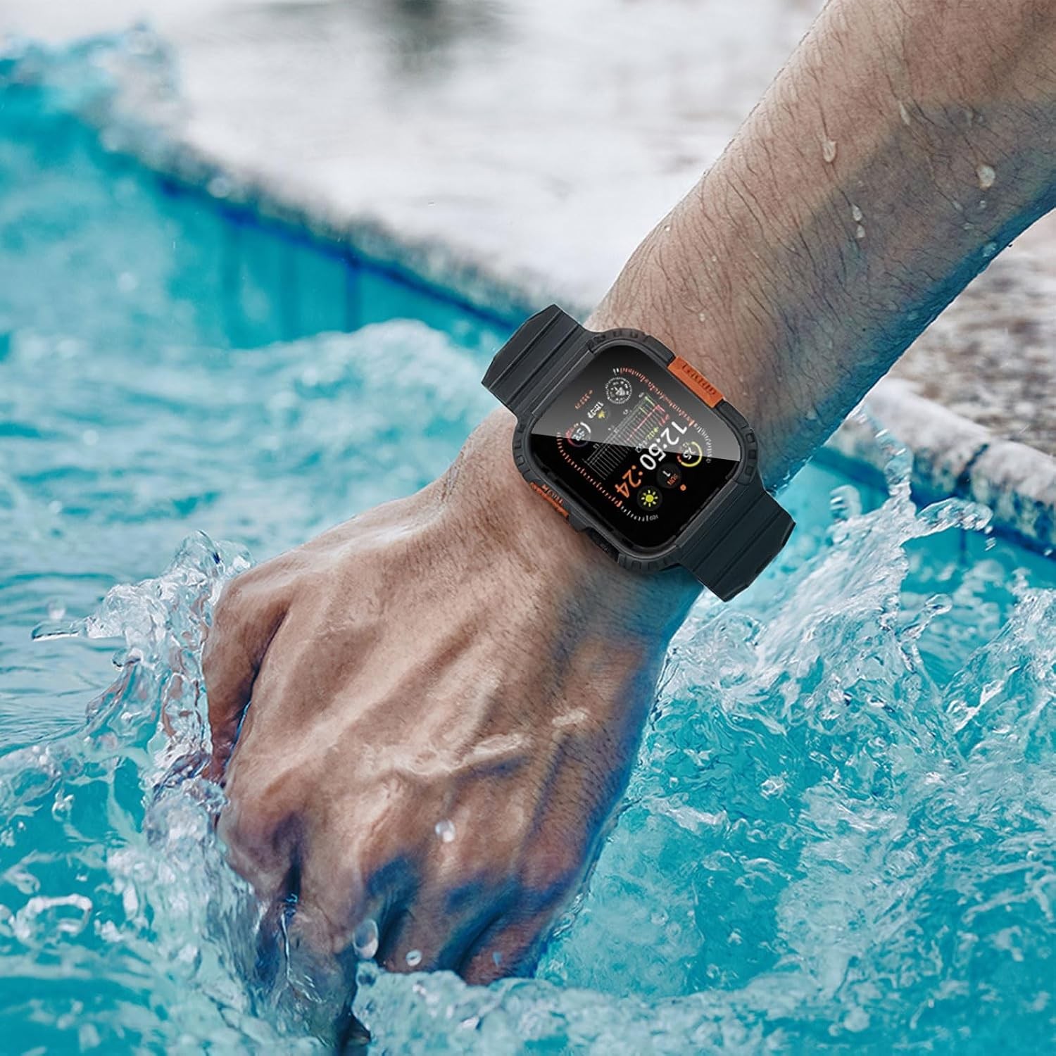 Durable Black Waterproof Case for 46mm Apple Watch Series 10 11 with Glass Prote