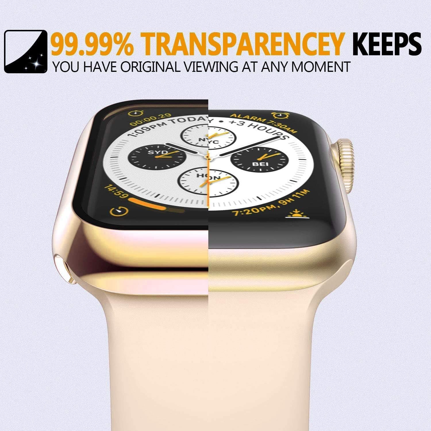 Gold Hard Plated Bumper Case for Apple Watch Series 11 46mm with Tempered Glass