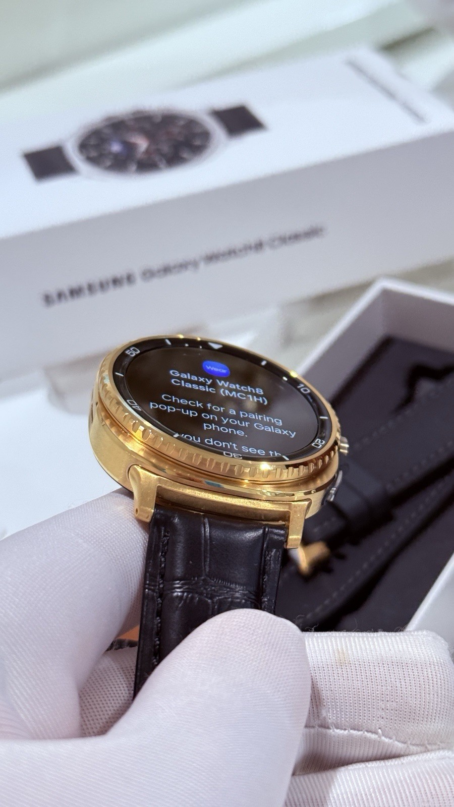 Custom 24k Gold Plated Samsung Galaxy Watch 8 Classic Black GPS LTE 2 Bands