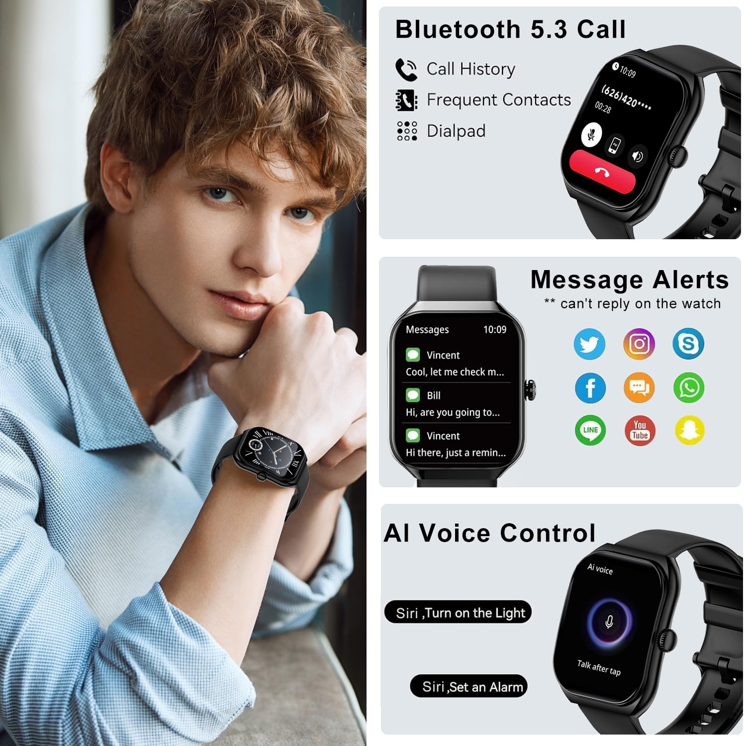 Smart Watch for iOS and Android Phones, HD 2.01″ Screen Smart Watches for Wom…