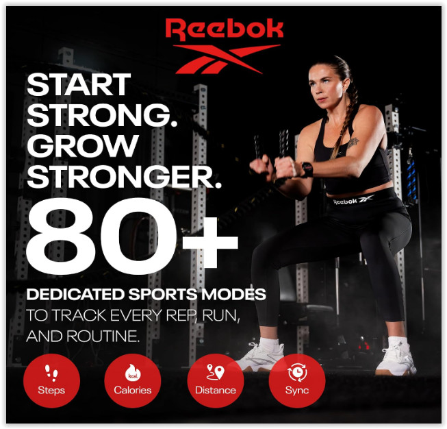 NIB Reebok Pulse Smart Watch AMOLED Display Heart Rate Monitor Midnight Steel