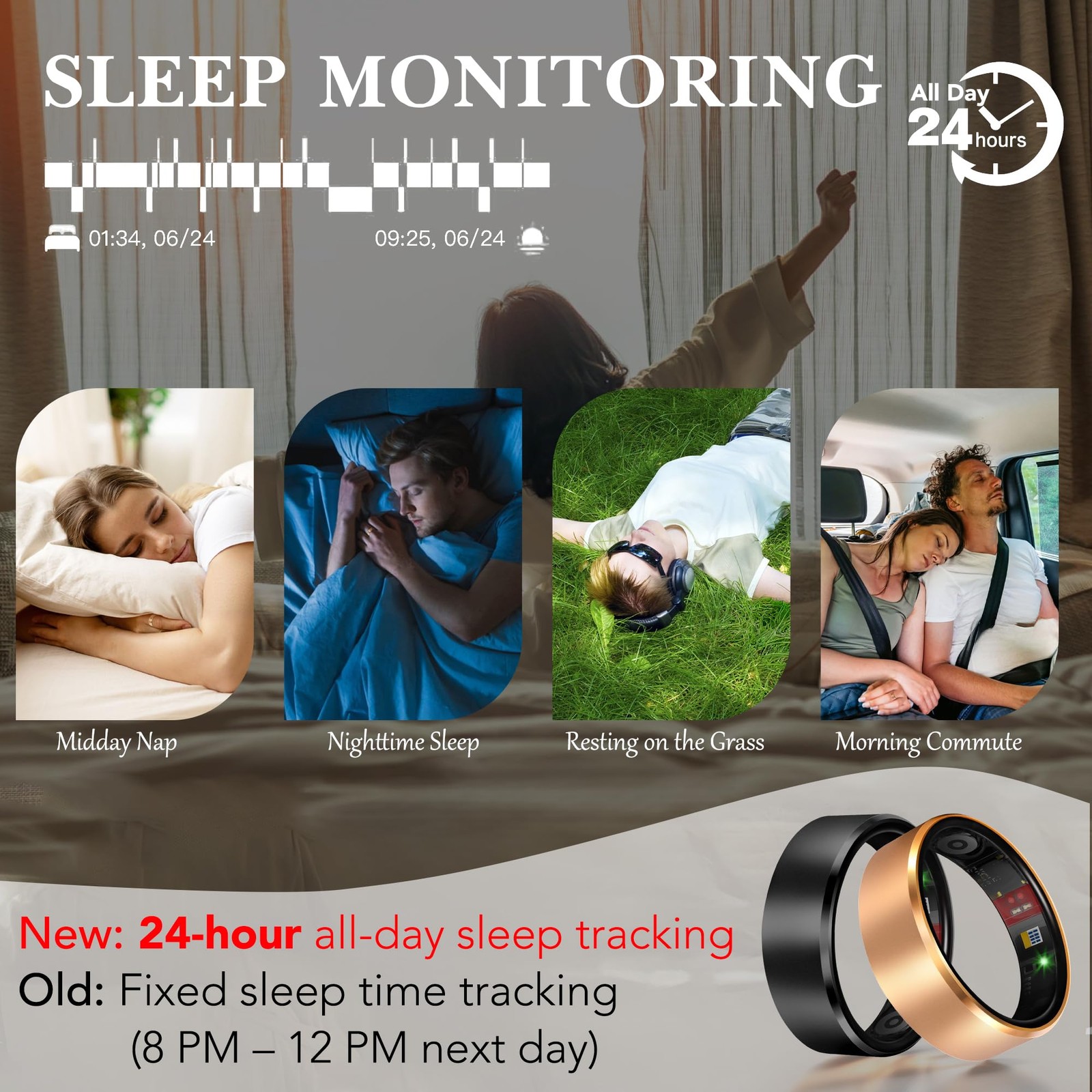 Smart Health Ring 2.0 Women Men, Slim, Scratch/Fingerprint Resistant