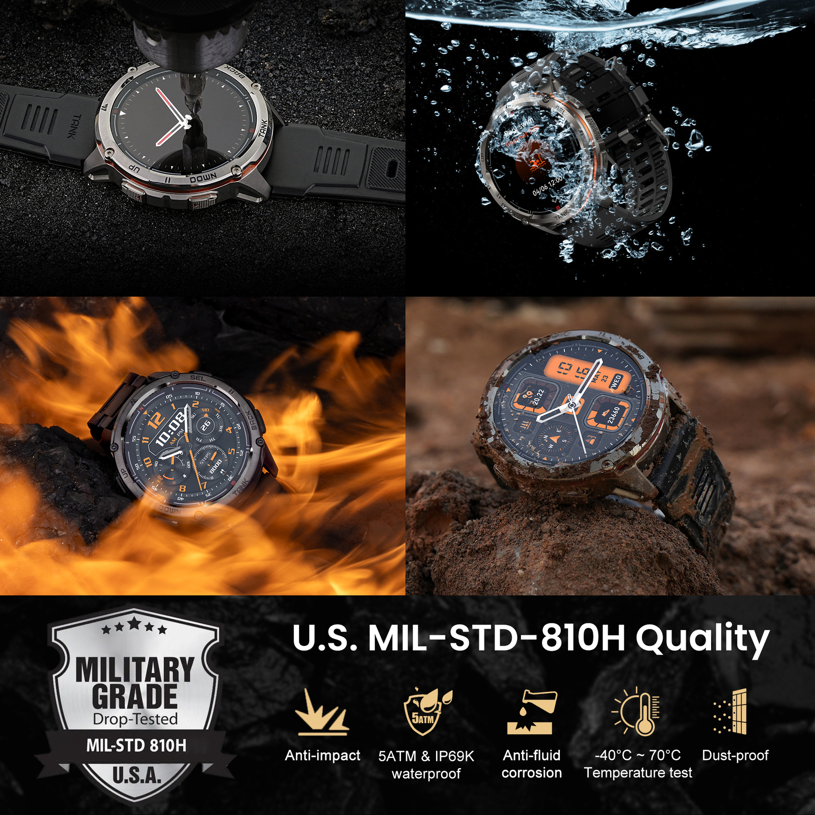 2025 KOSPET TANK T3 Ultra2 Smart Watch Men GPS 480mAh Battery 50M Waterproof NEW