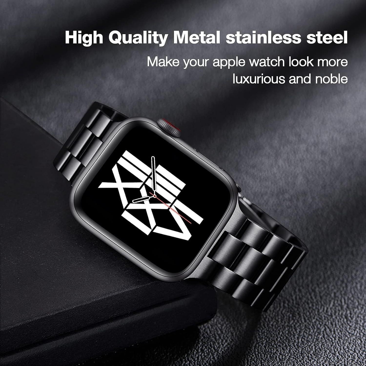 Black Metal Band Replacement for Apple Watch 42mm 44mm Series 1 2 3, Office Use