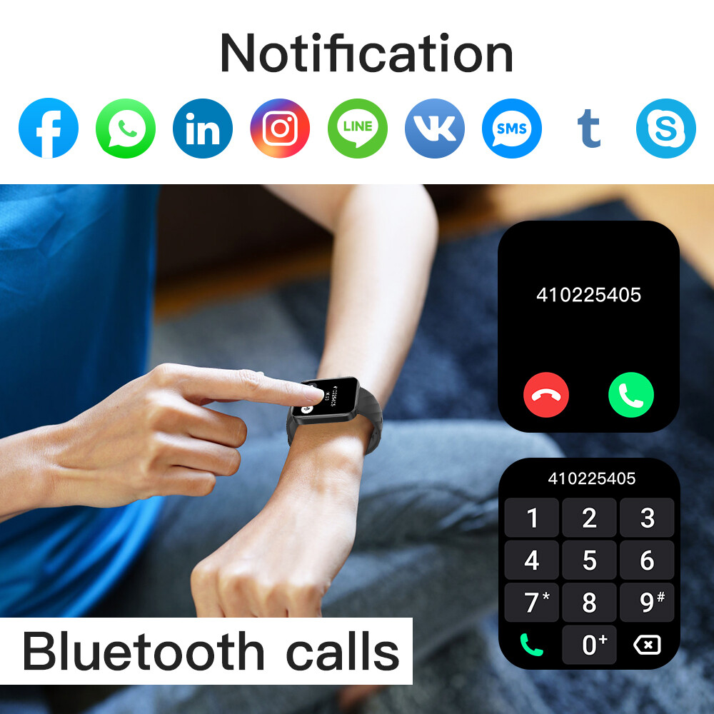 Smart Watch for iOS Android with Waterproof Heart Rate Blood Oxygen Monitor