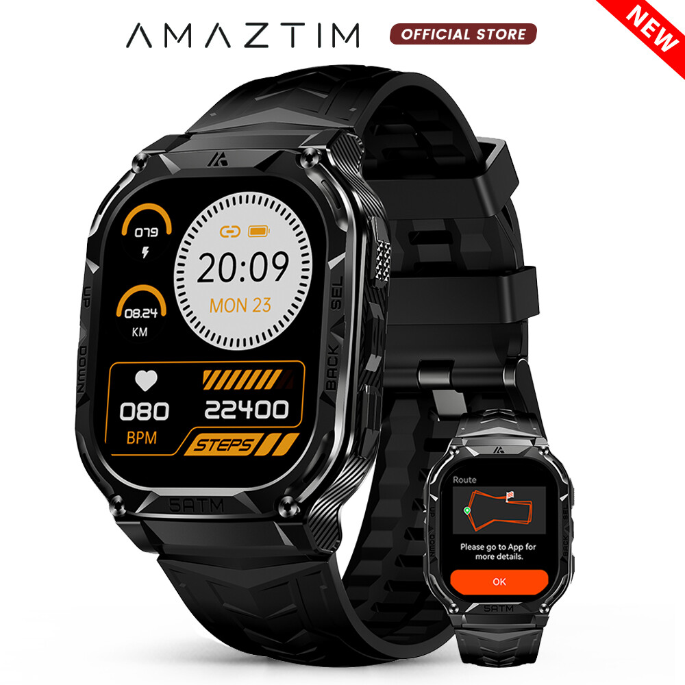 2024 Original AMAZTIM TANK M3E GPS Smart Watch Men Waterproof 480mAh Big Battery