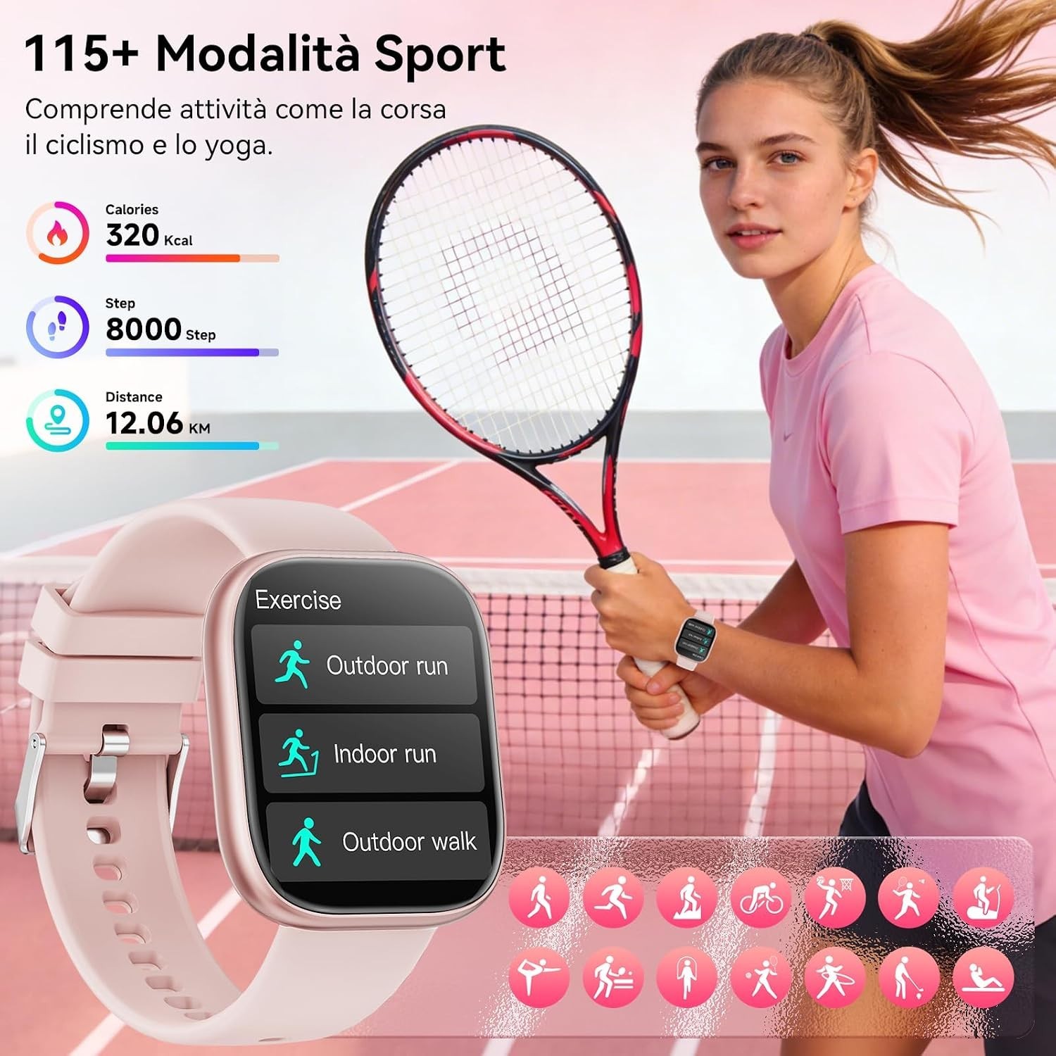 Smartwatch, 7 Straps—Perfect Gift for Women, 1.83 Inch Smartwatch Bluetooth