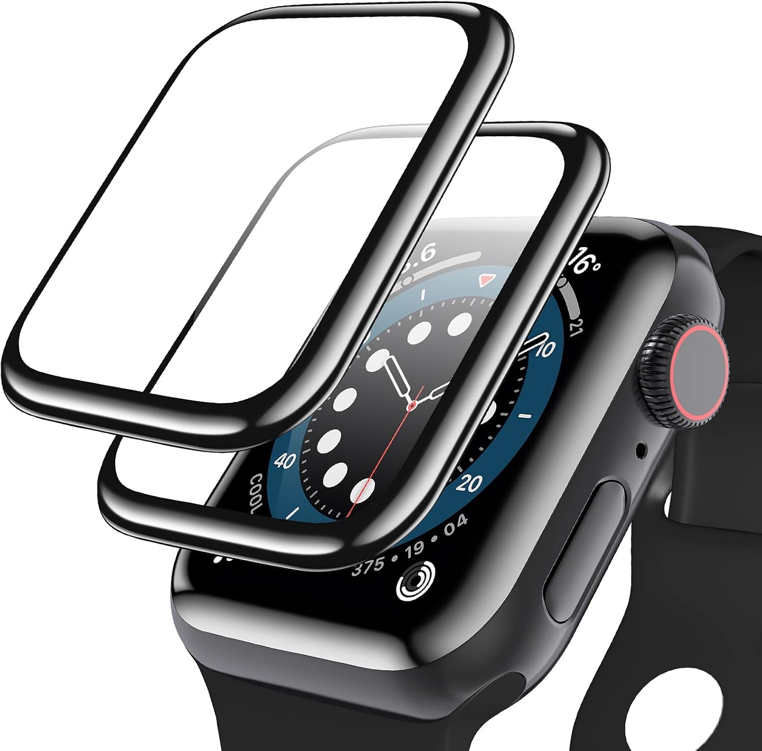 2 Pack Tempered Glass Screen Protector for Apple Watch Series 6 44mm 3D Curved E