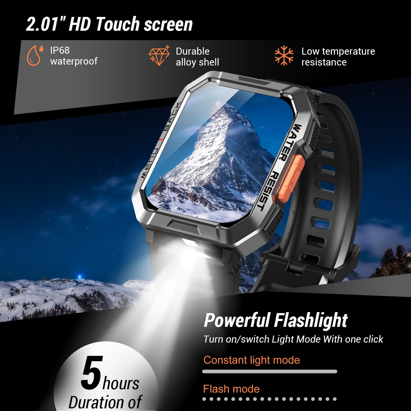 Military Smart Watch for Men (Answer/Make Calls), 2.01” Smart Watch for Andr…