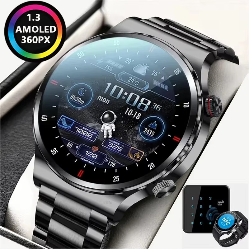 GPS ECG+PPG Bluetooth Call Smart Watch Men 2025 Sports Bracelet NFC Waterproof C