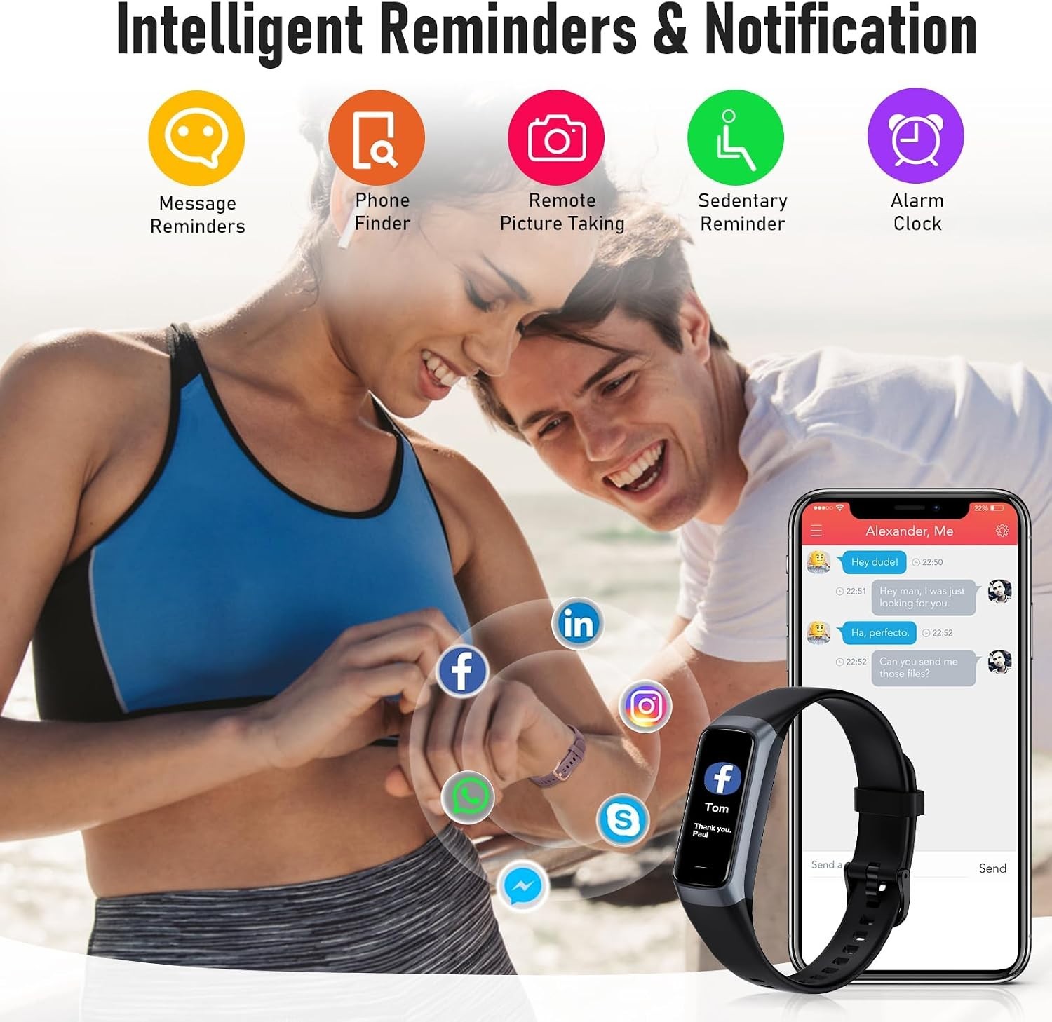 24/7 Health Fitness Tracker with Heart Rate Blood Pressure Sleep Monitor for