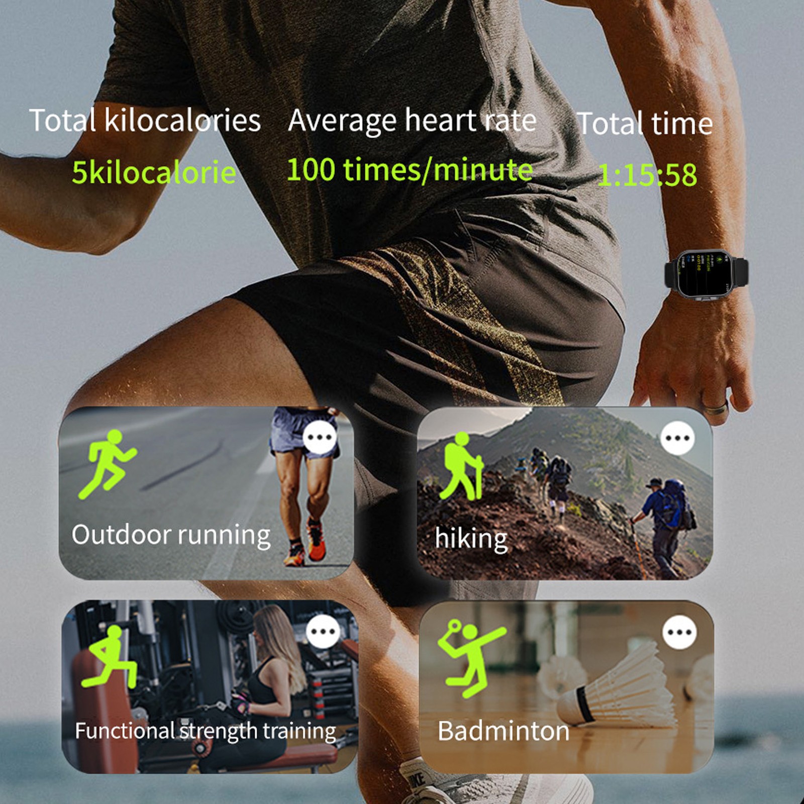 2 In 1 Smart Watch With Earbuds 2.01 Inch HD Touch Screen Bluetooth Call Fitness