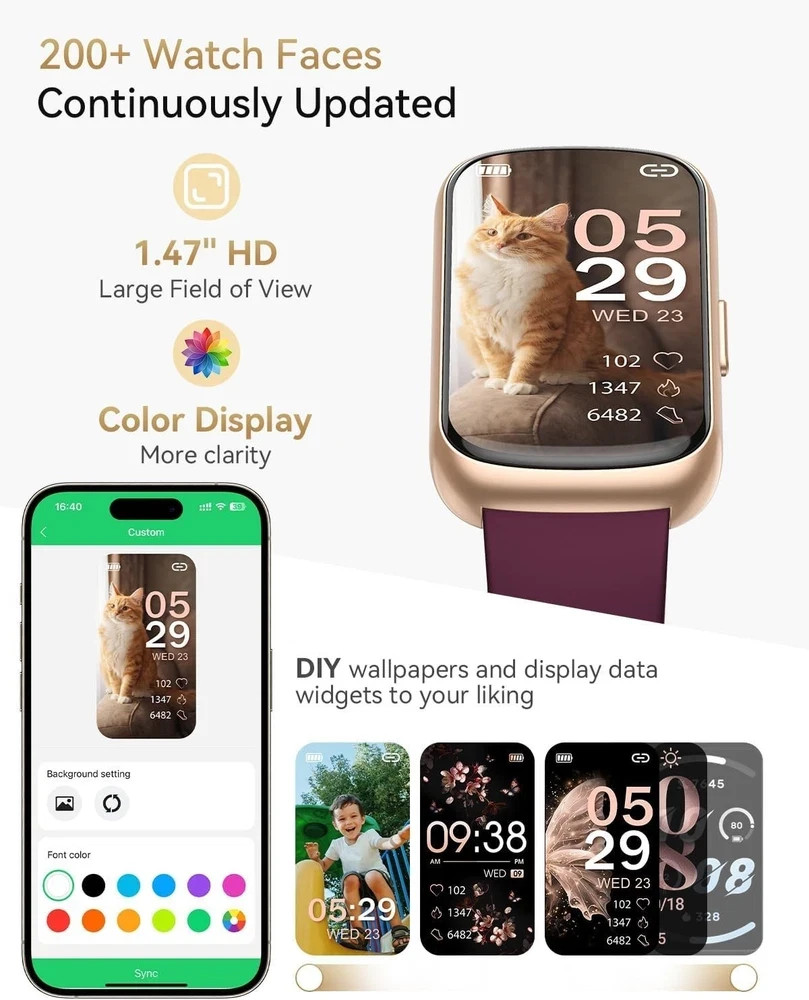 Best Fitness Tracker Watch with Notifications & Long Battery Life for Women/Men