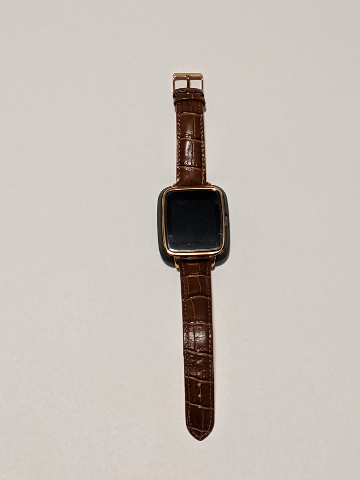 Black/Gold Oukitel A28 Bluetooth Smart Watch with Brown Leather Strap