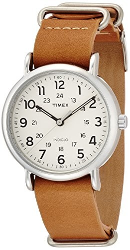 Timex Weekender T2P492 40mm Men’s Watch Cream Dial Camel Leather Strap