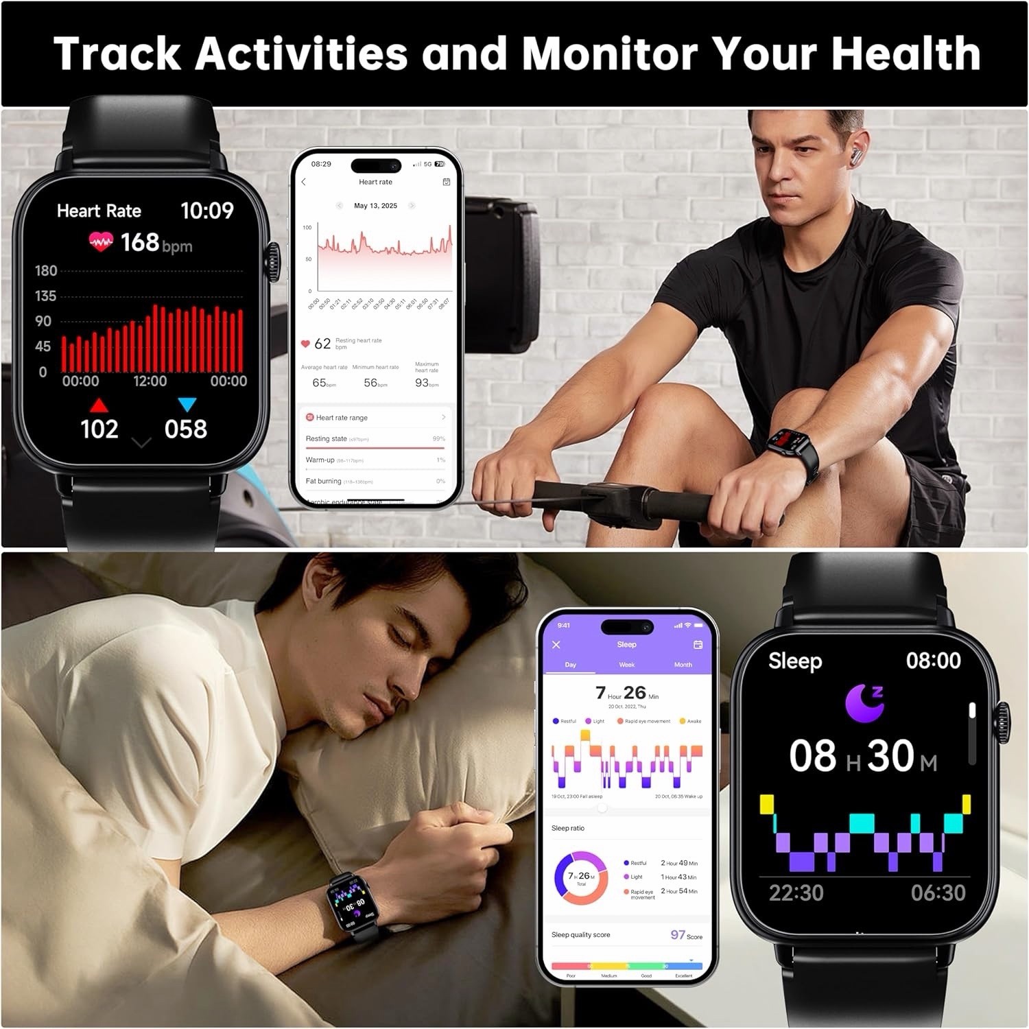 OUKITEL Smart Watch 1.83” HD Touch Screen Bluetooth Calls IP68 100+ Sports