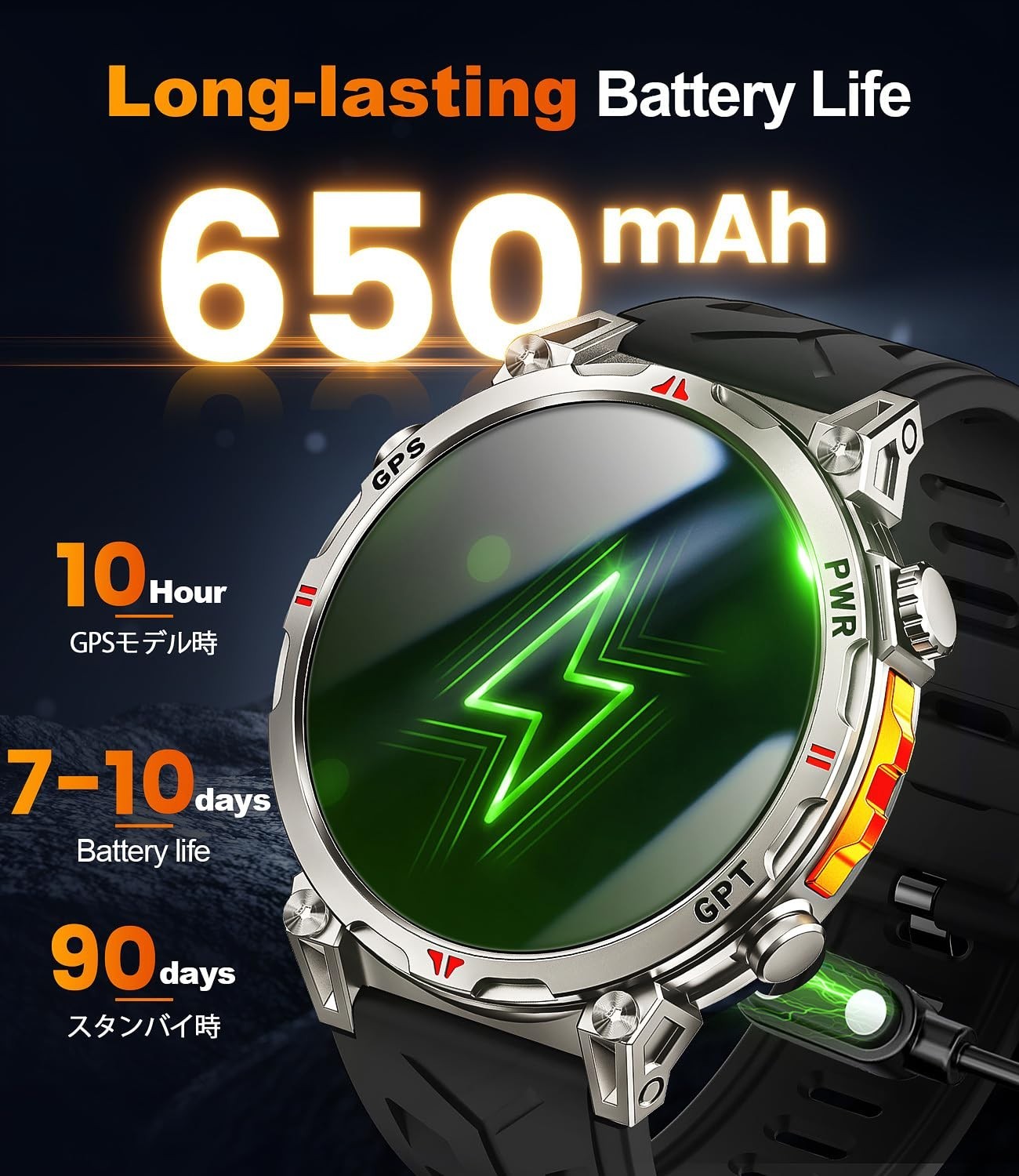 Military GPS Smartwatch for Men, 1.56″ AMOLED, Bluetooth Call, 100+ Sports Modes