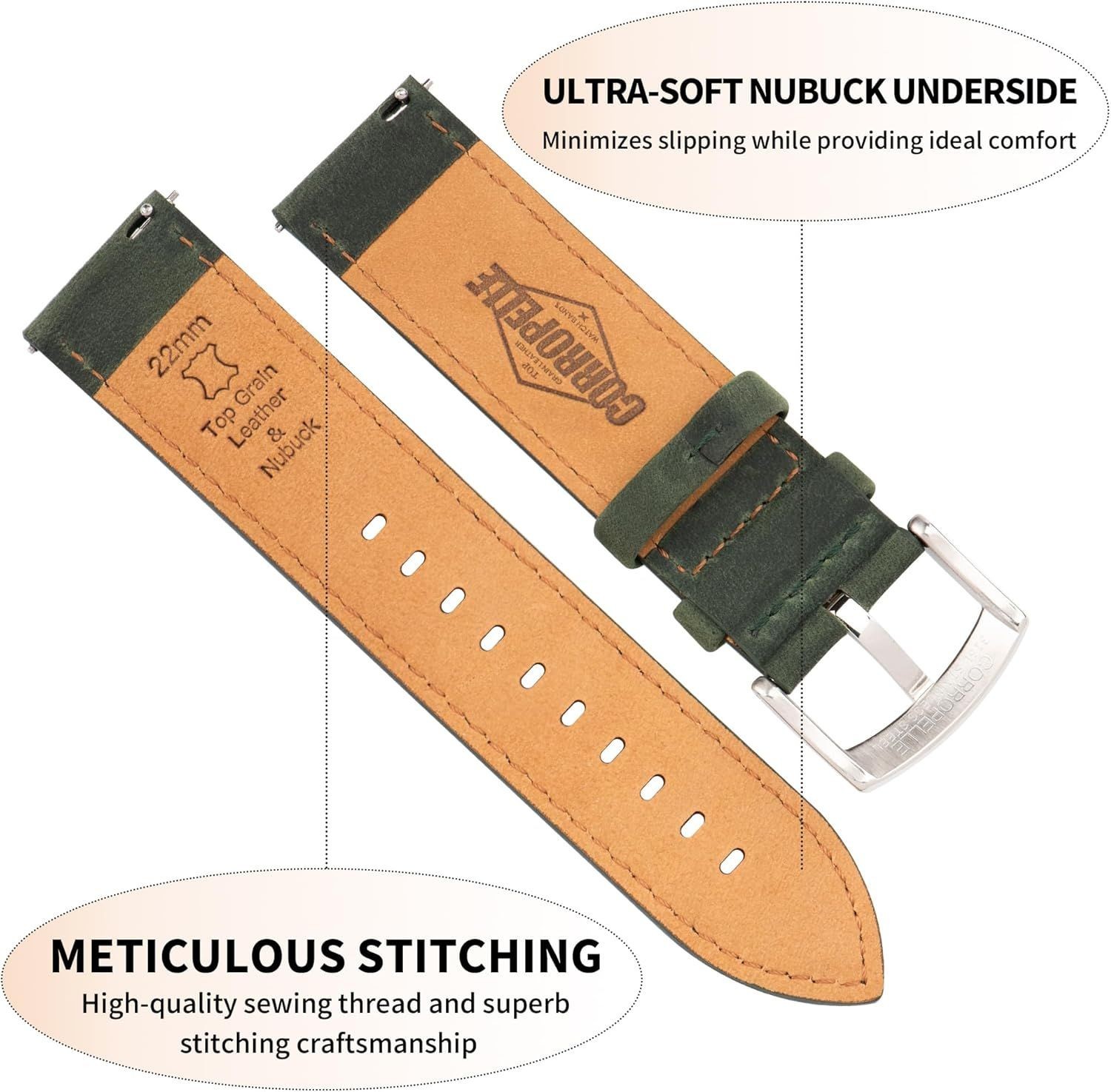 Strap Only For Watch and Smartwatch 18mm 19mm 20mm 21mm 22mm Leather