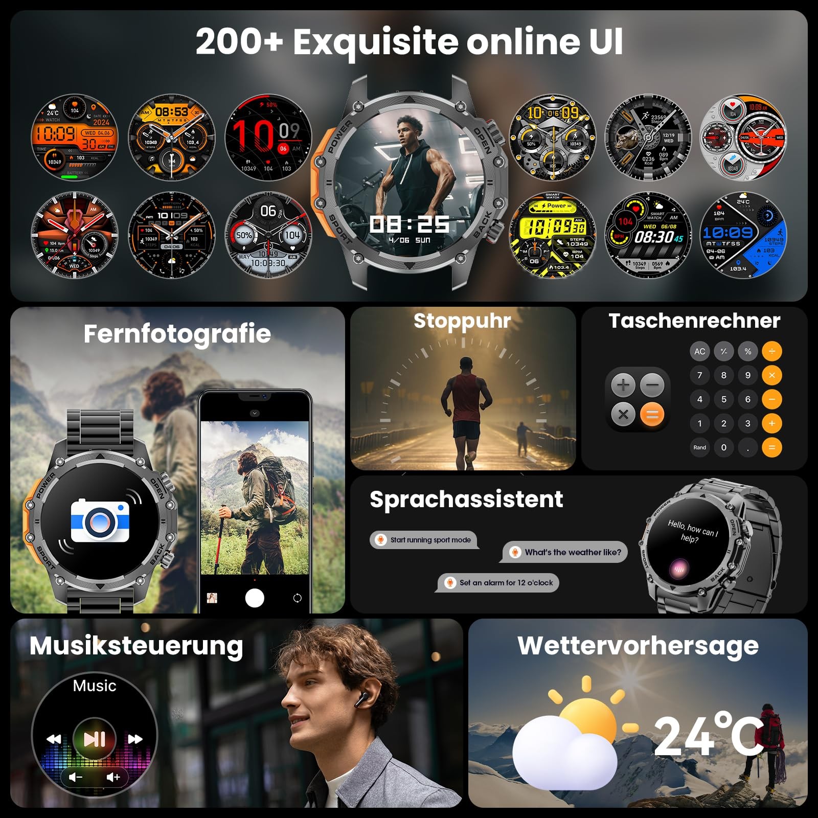 Smart Watches for Men (/Notification),Style Kits,Military with Heart Rate/Sle…