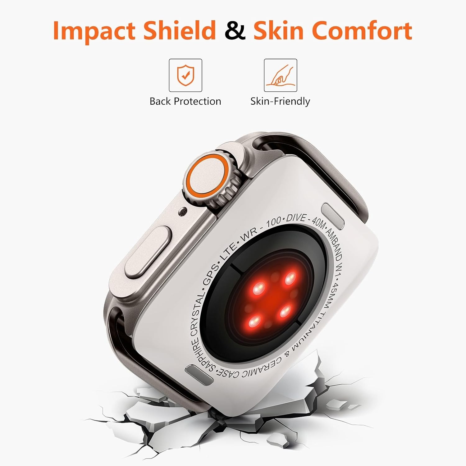 Case For Apple Watch Series 9/8/7 45mm Metal Bumper Protector with Crown & Back