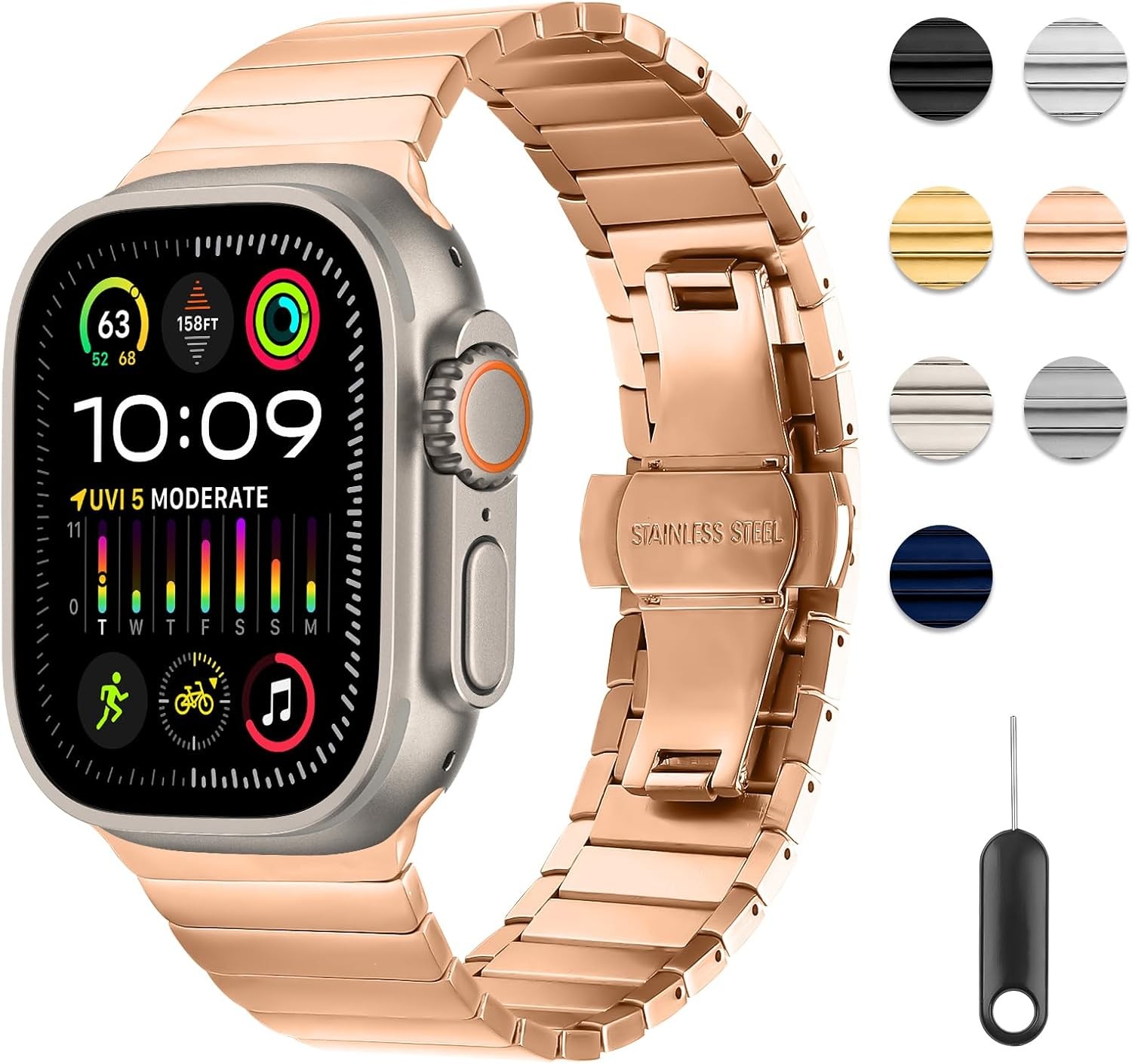 Metal Band for Apple Watch Ultra 2/10/9/8/7/6/5/SE 38mm/40mm/41mm Adjustable
