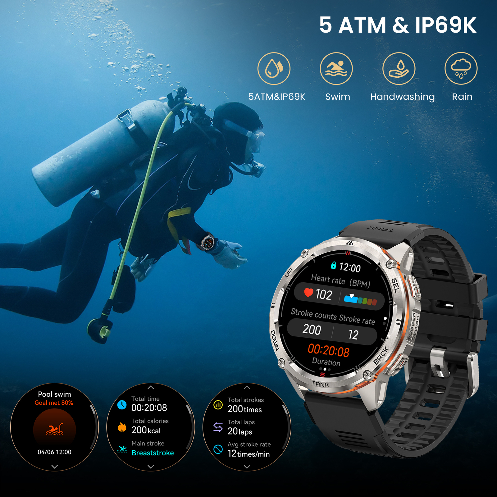 2025 KOSPET TANK T3 Ultra2 Smart Watch Men GPS 480mAh Battery 50M Waterproof NEW