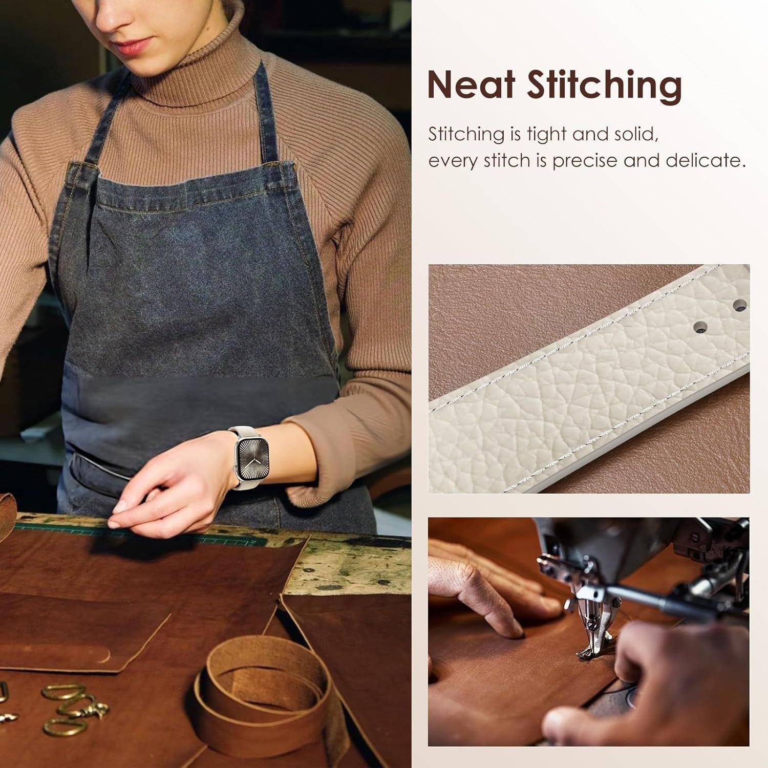 Leather Strap Compatible with Apple Watch Ultra 49mm 46mm 45mm 44mm 42mm