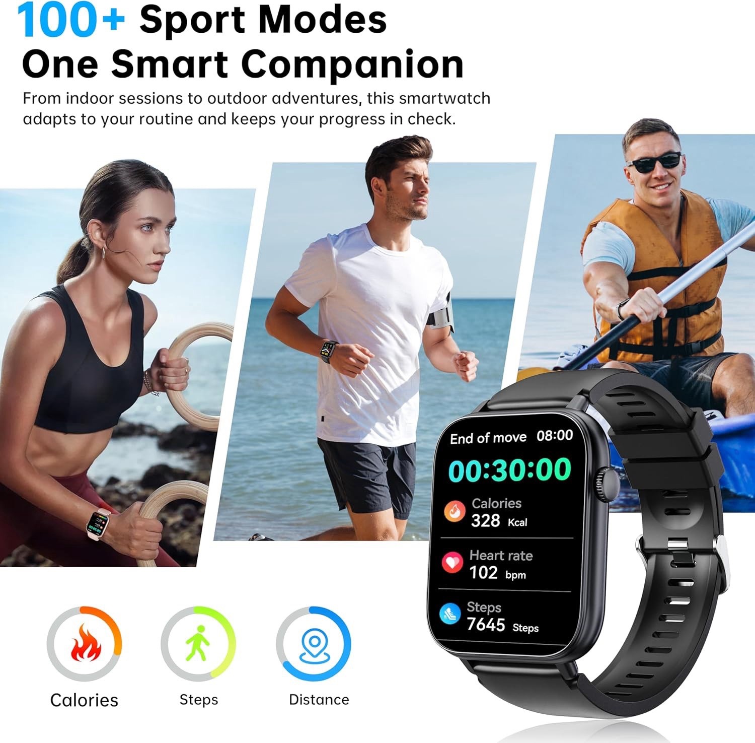 OUKITEL Smart Watch 1.83” HD Touch Screen Bluetooth Calls IP68 100+ Sports